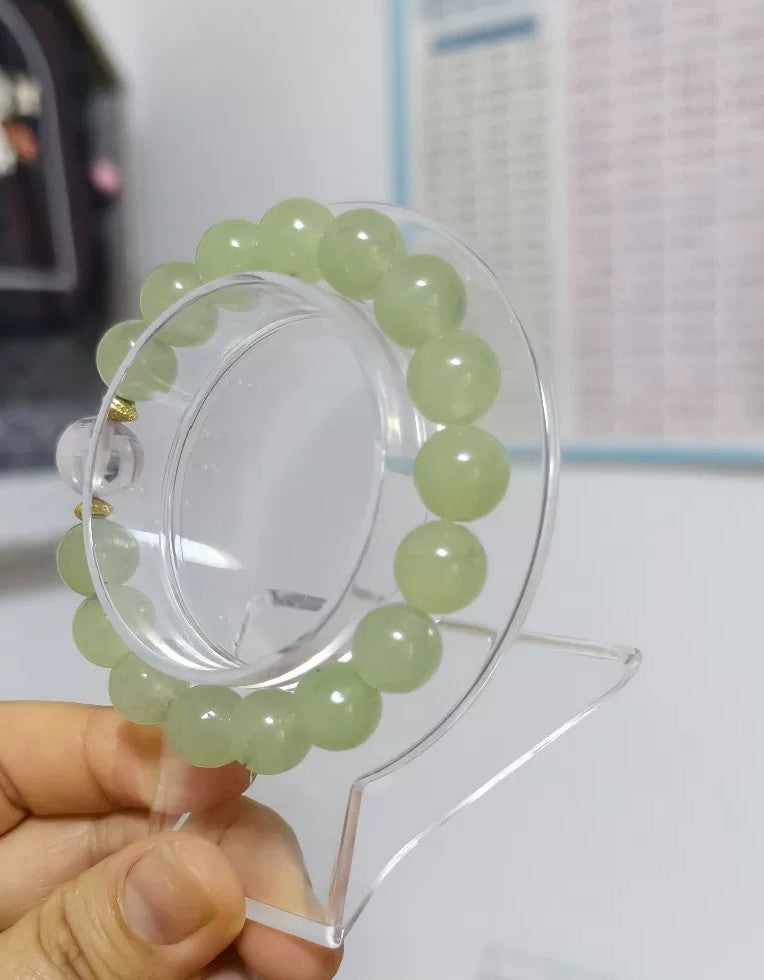 Natural Prehnite 12mm Beaded Bracelet