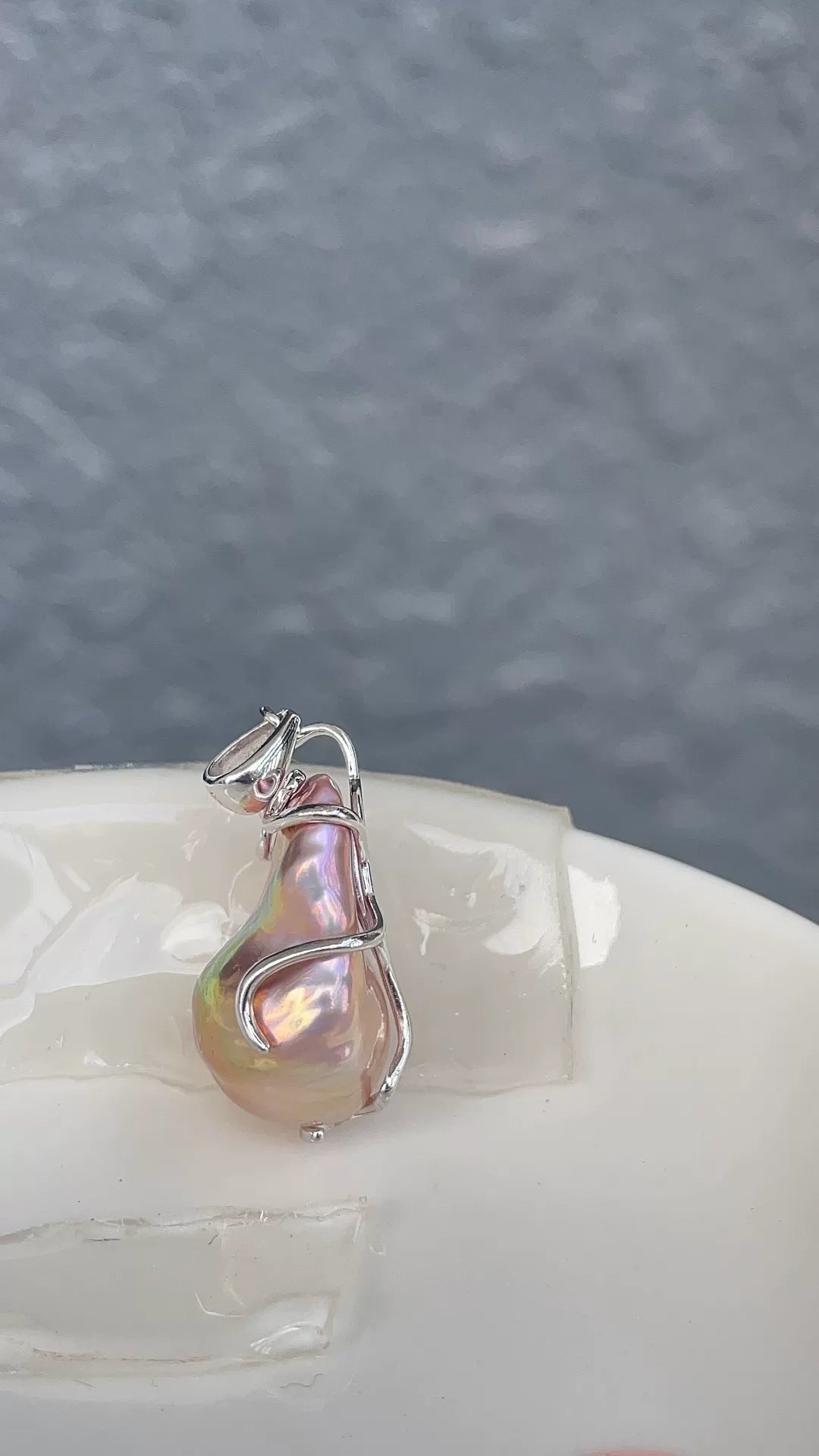 Pendentif perle d'eau douce baroque argent 925