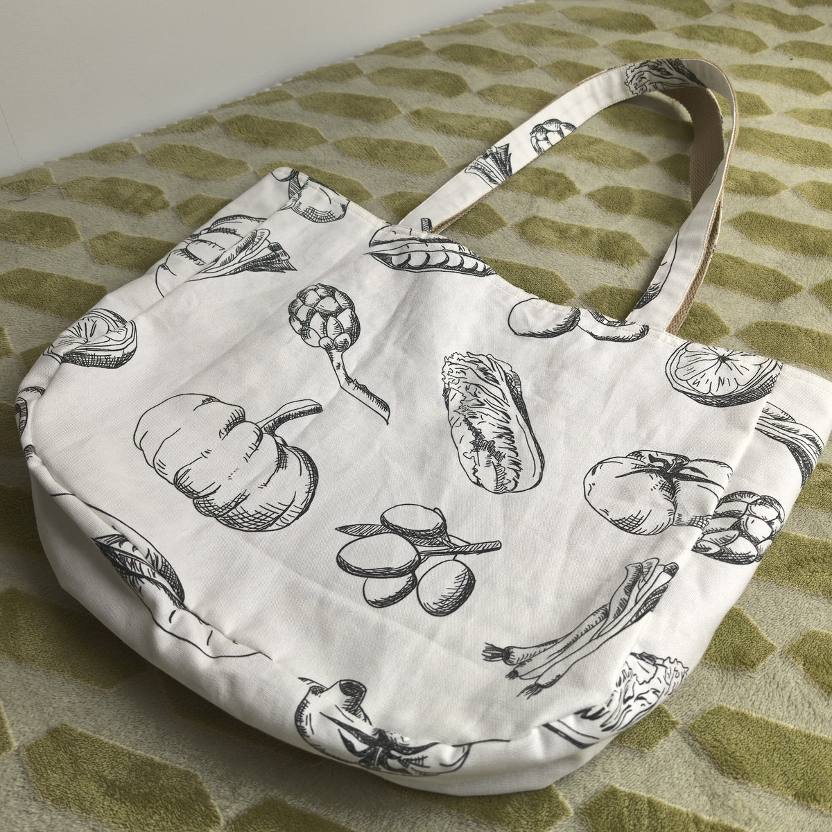 Handmade Canvas Shoulder Bag with Vegetable Print