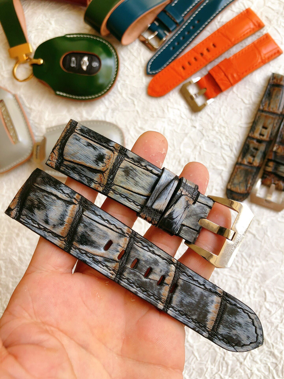 Handmade Panerai Strap Vintage Alligator Leather
