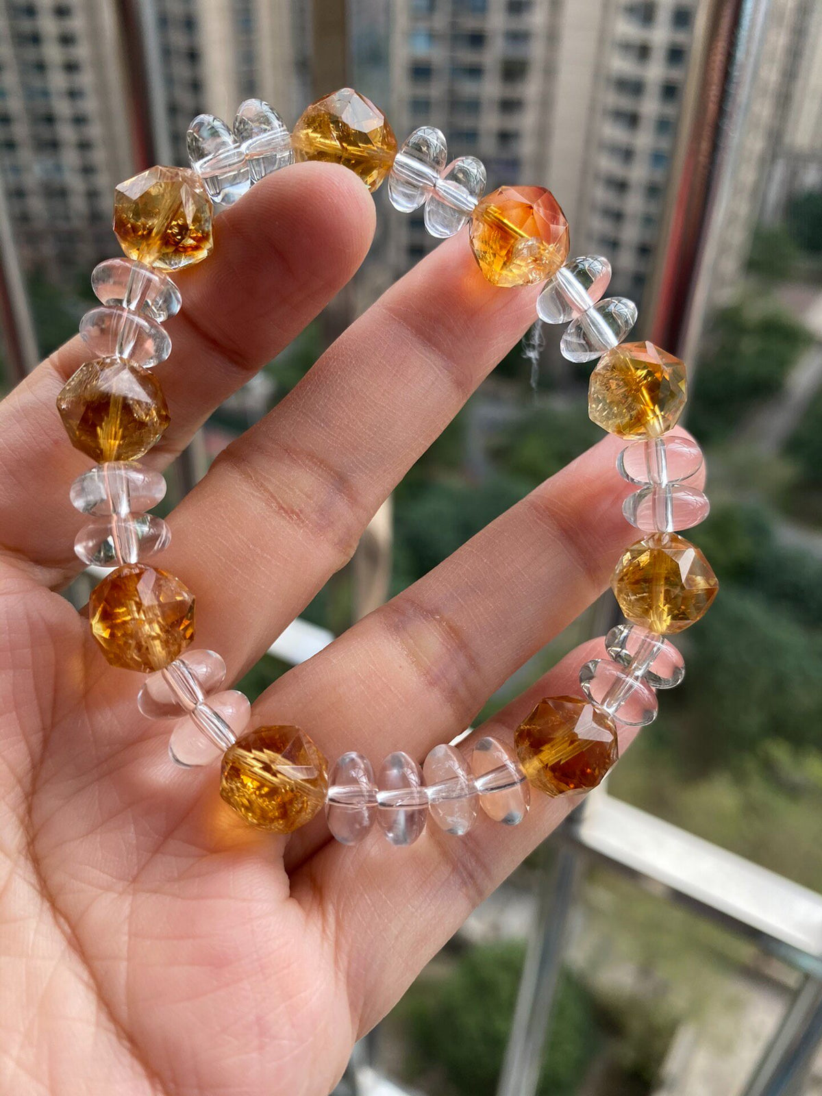 Rutilated Quartz White Quartz Crystal Bracelet