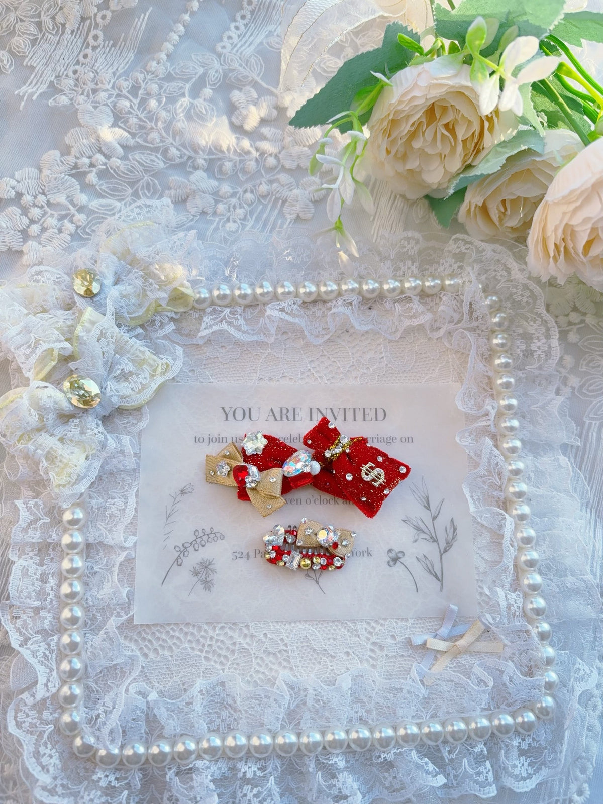 Red Money Bag Frog Clip Pet Hair Set