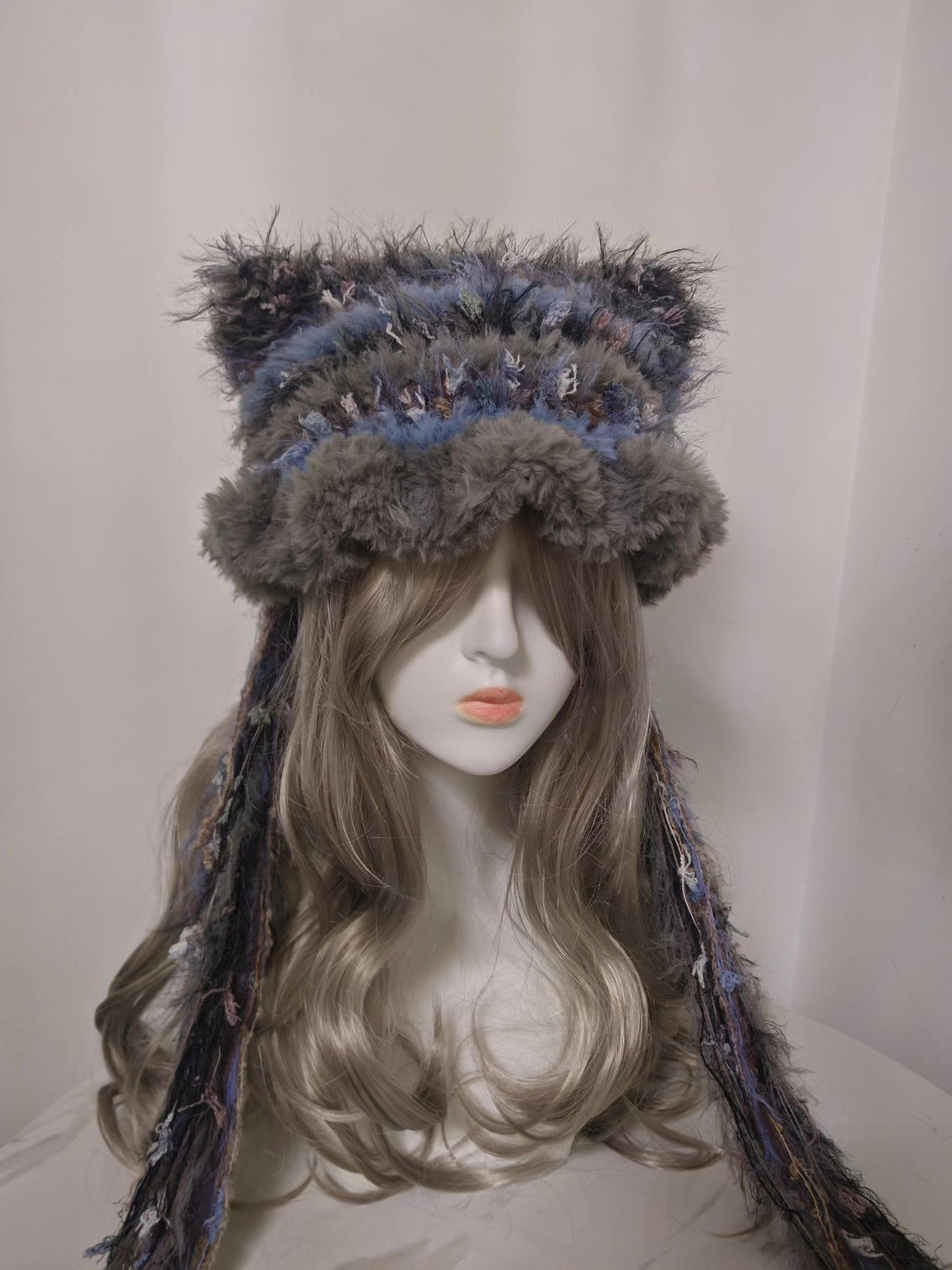 Grey Blue Cat Ear Hat