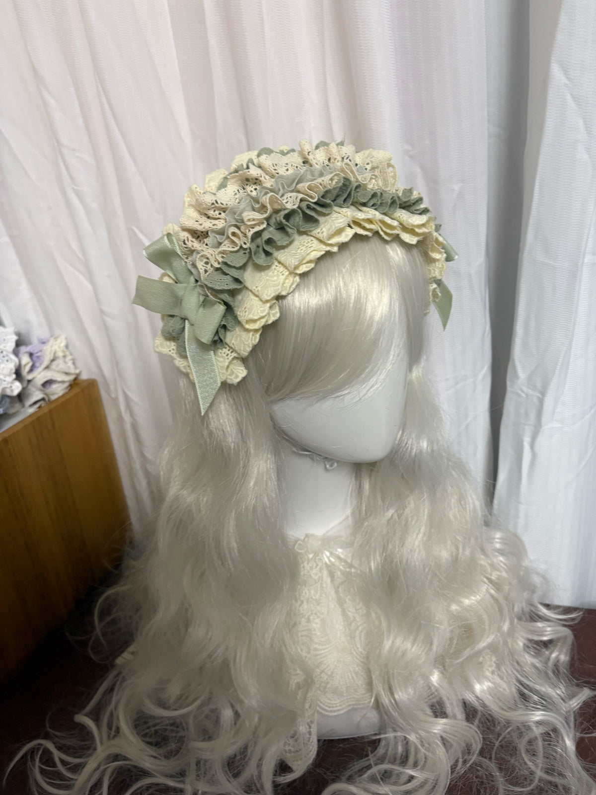 Handmade Ruffled Lace Lolita Bonnet Headdress