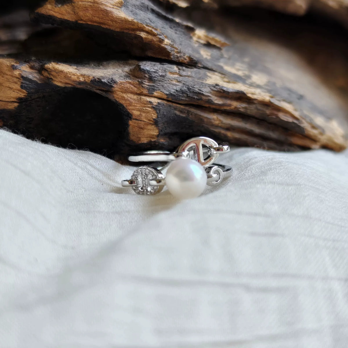 Adjustable Double Layer Pearl Ring Copper