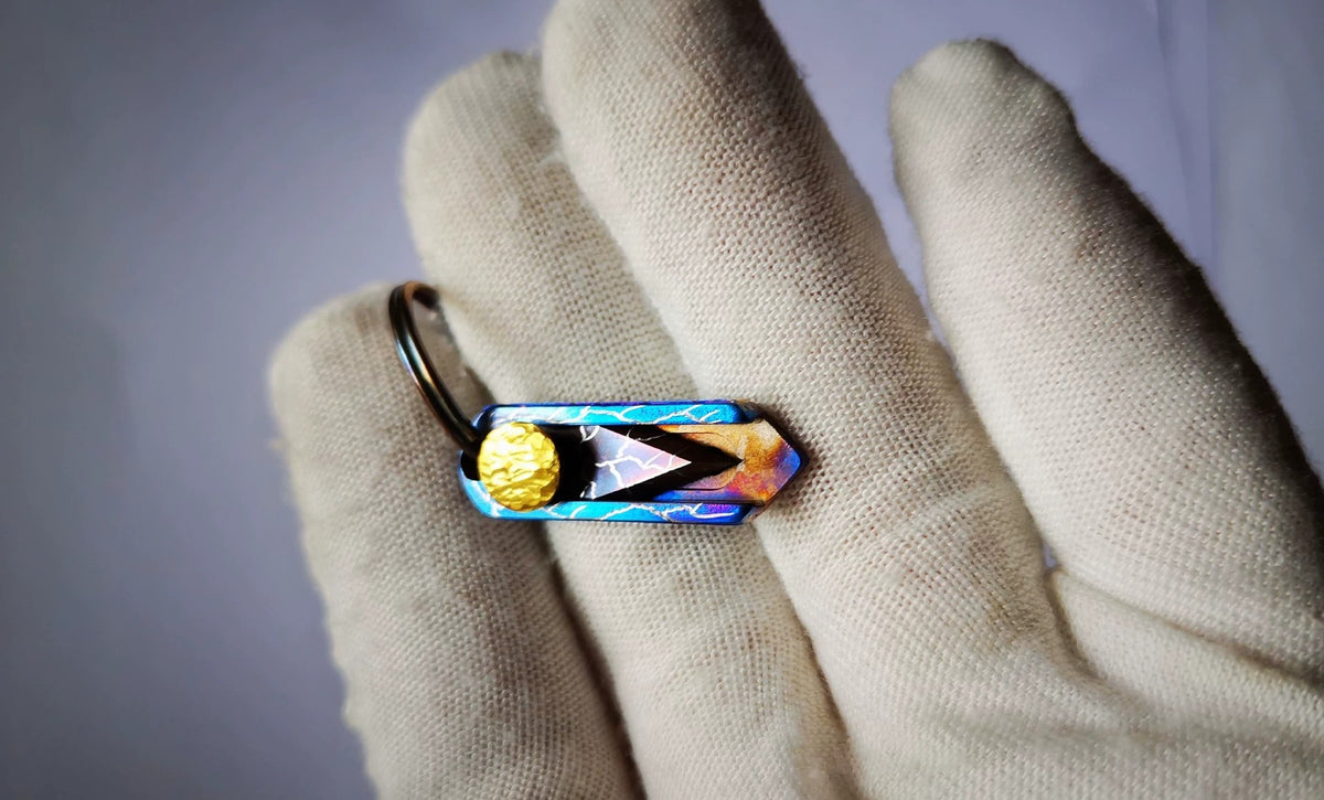 Titanium Keychain Package Opener 440C Blade