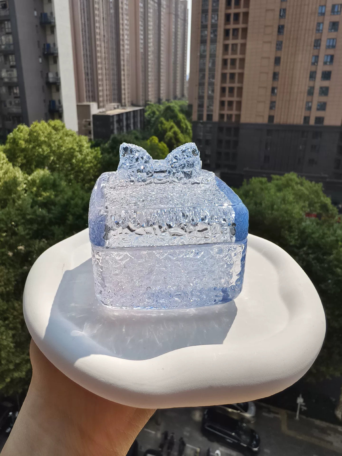 Blue Resin Water Ripple Square Storage Box