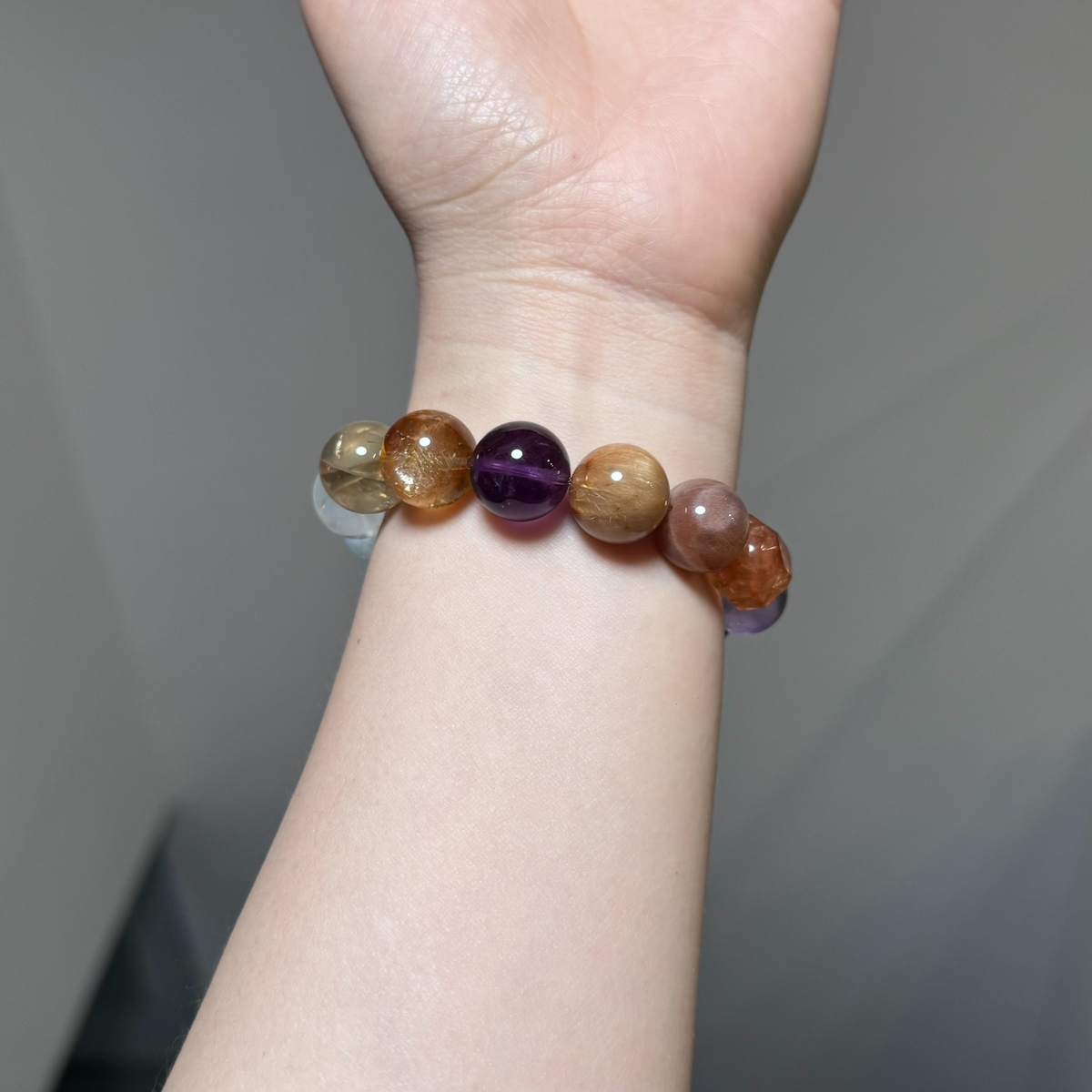 Multi Gemstone Crystal Bracelet 14mm Beads