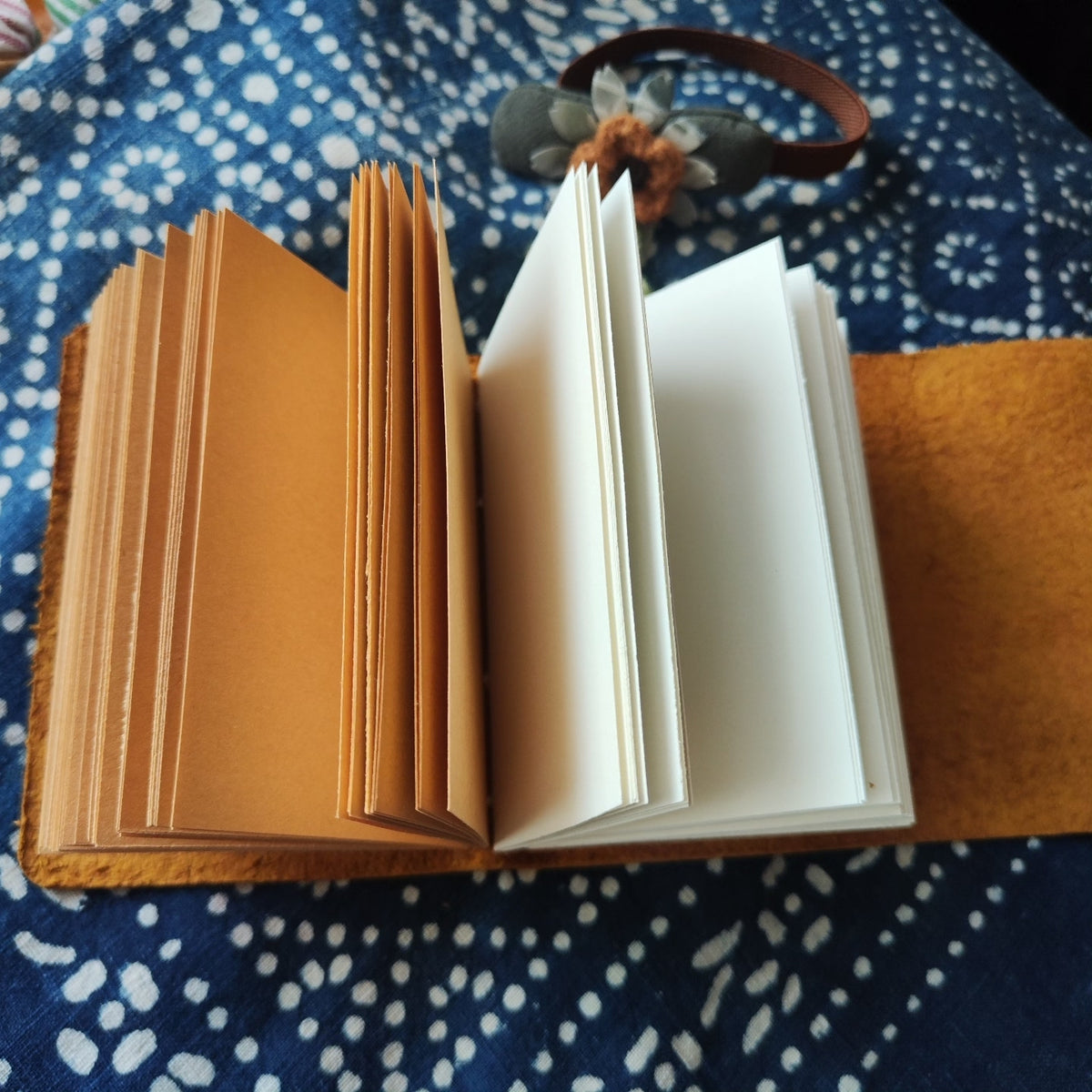Handcrafted Leather Notebook with Floral Embellishment