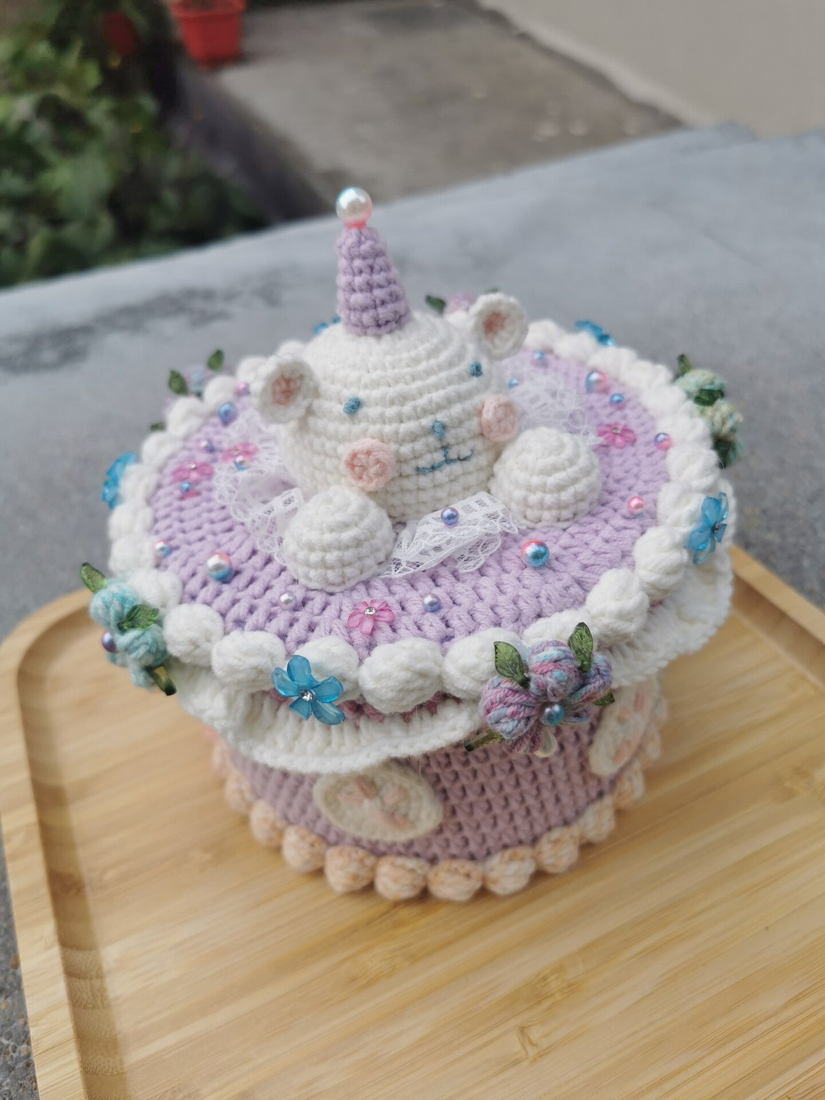 Crochet Birthday Cake Storage Box