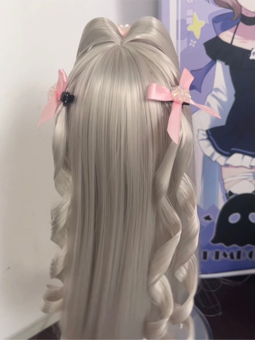 Silver Gray Ponytail Doll Wig
