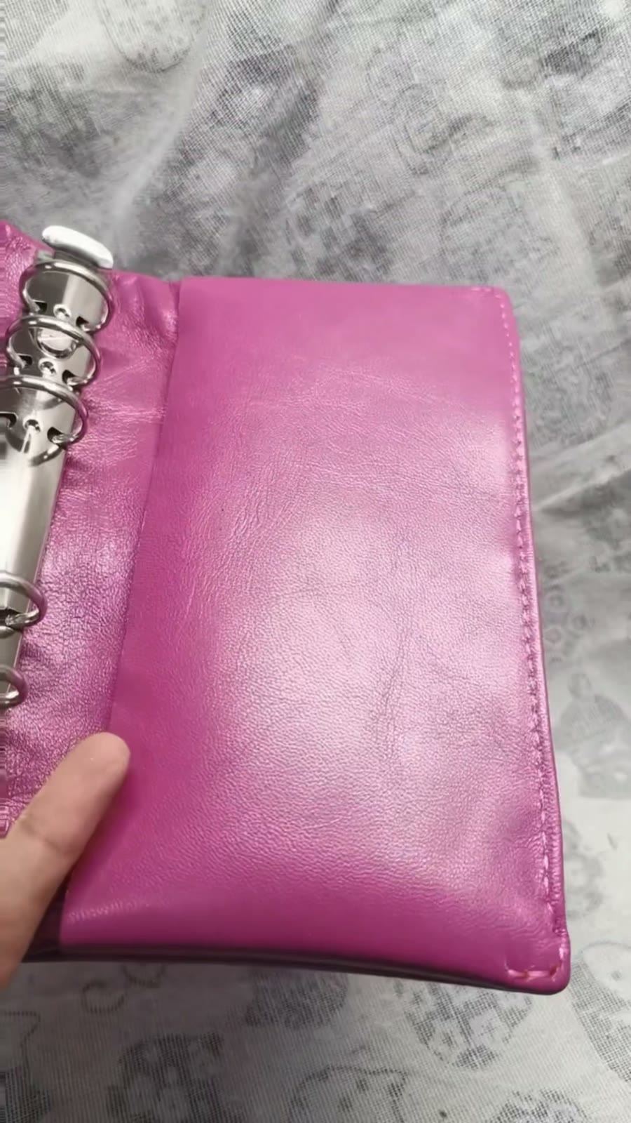 Violet Sheepskin Leather A6 Ring Binder