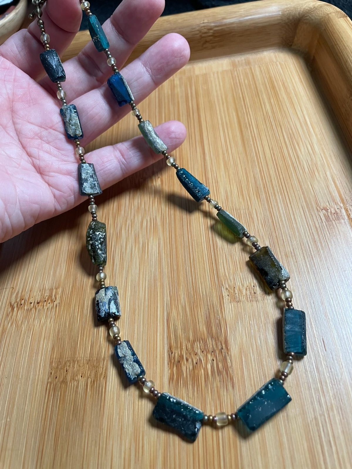 Ancient Roman Glass Bead Necklace 41cm