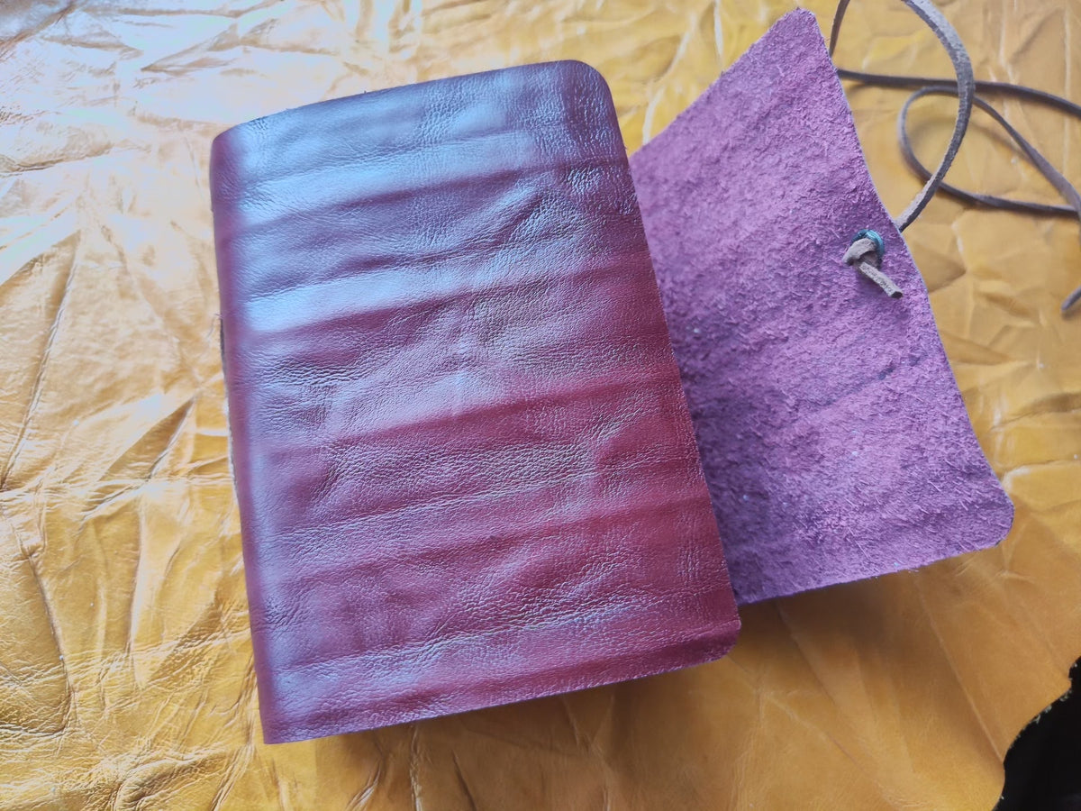 Burgundy Leather Journal with Maple Leaf Charm