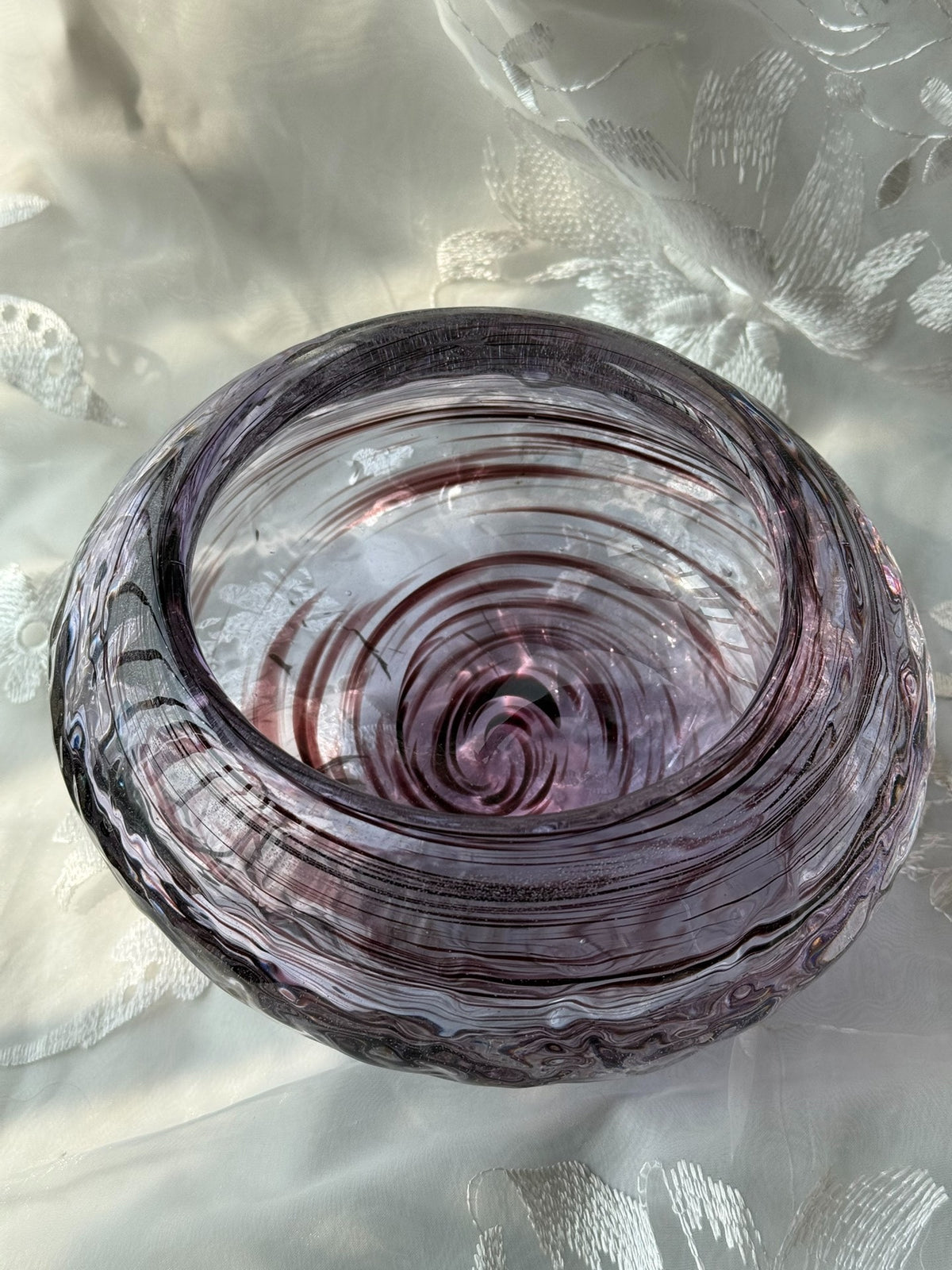 Bol en verre cristal marbré violet et brun