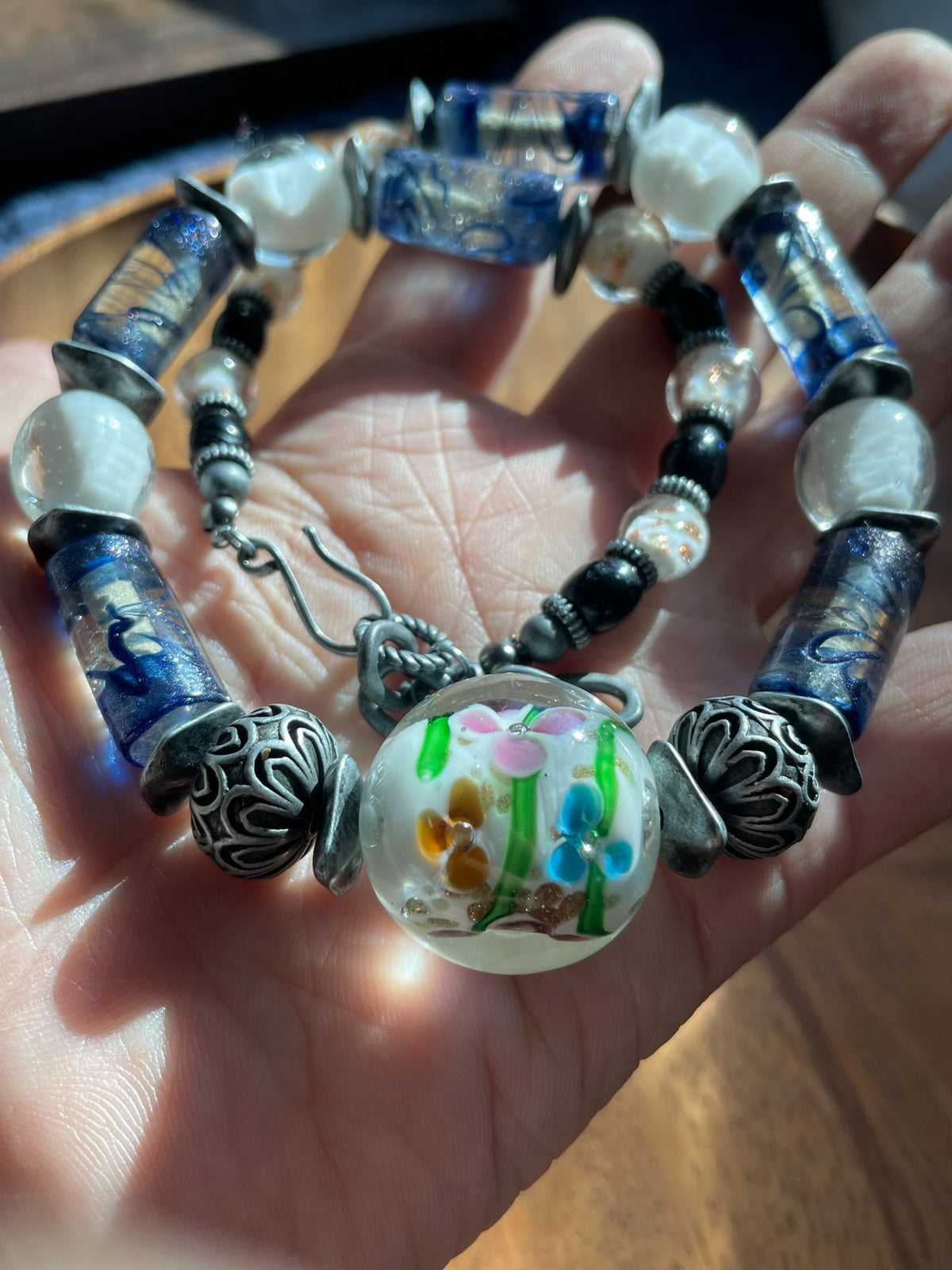 Collana artigianale in vetro in stile giapponese