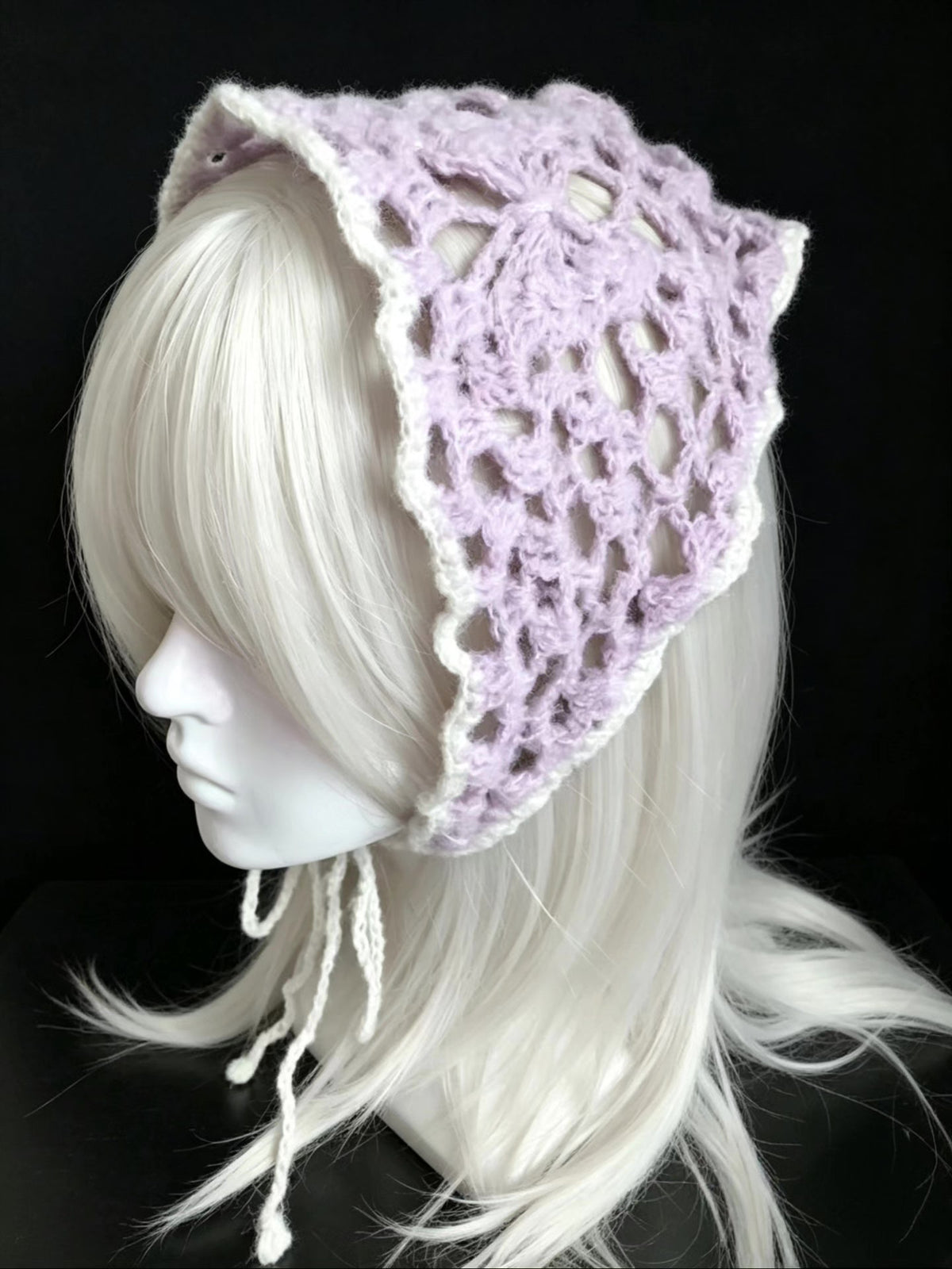 モヘア クロシェ バタフライ ヘッドスカーフ