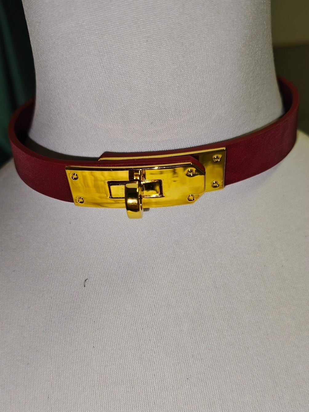 Handmade Leather Choker with Gold Clasp