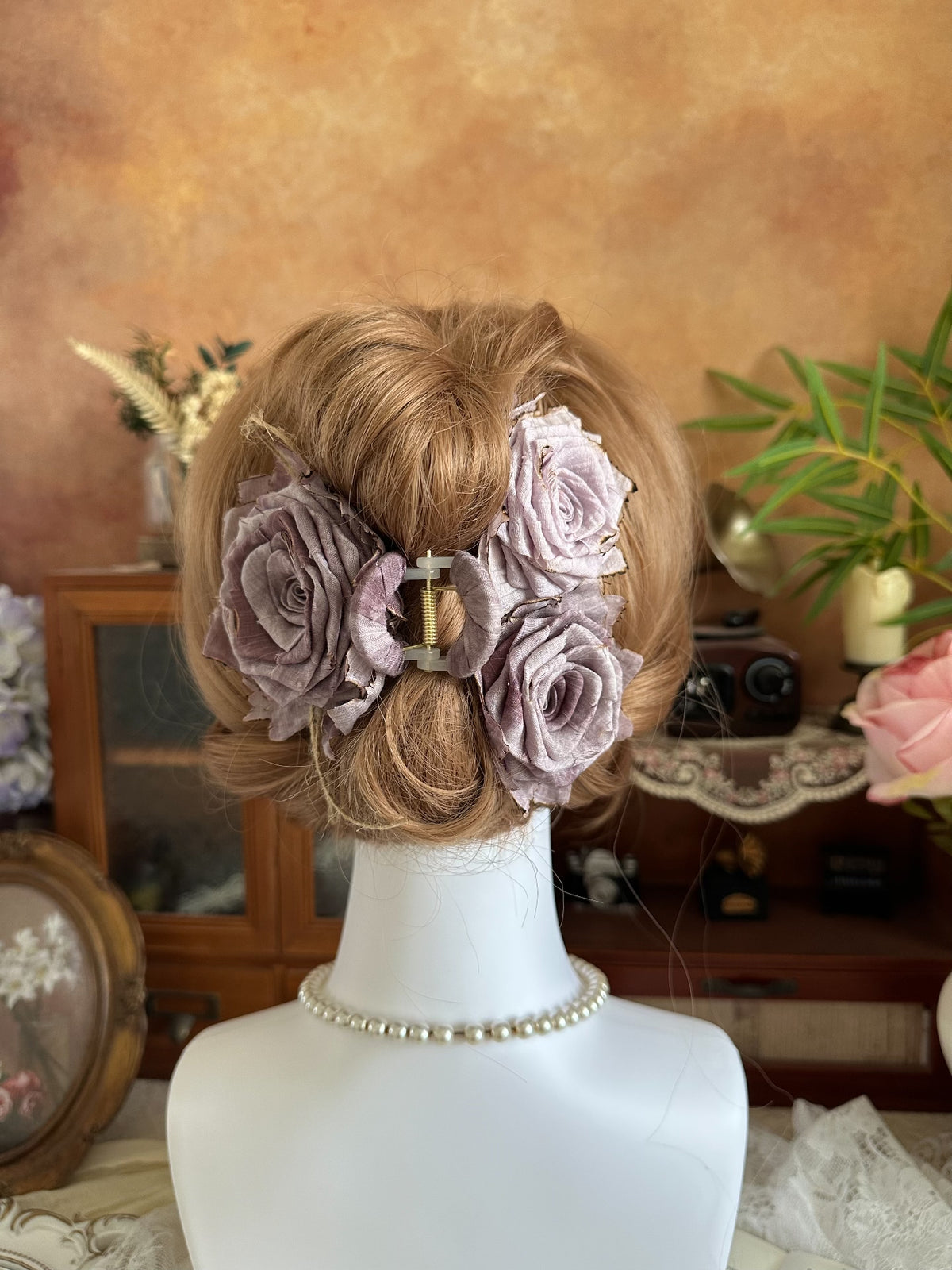 Handcrafted Fabric Rose Hair Claw Clip