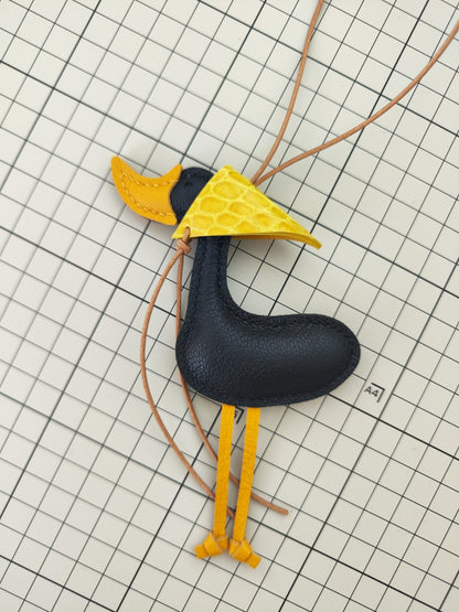 Handmade Leather Lucky Duck Keychain Bag Charm
