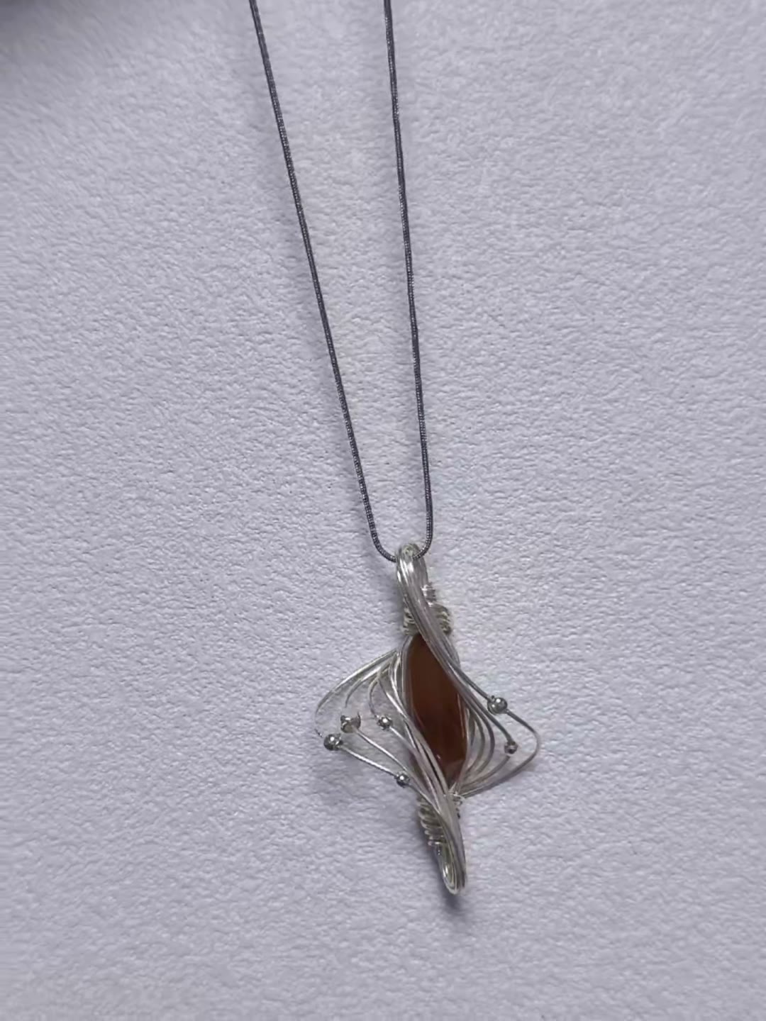 Silver Wire Wrapped Red Stone Necklace