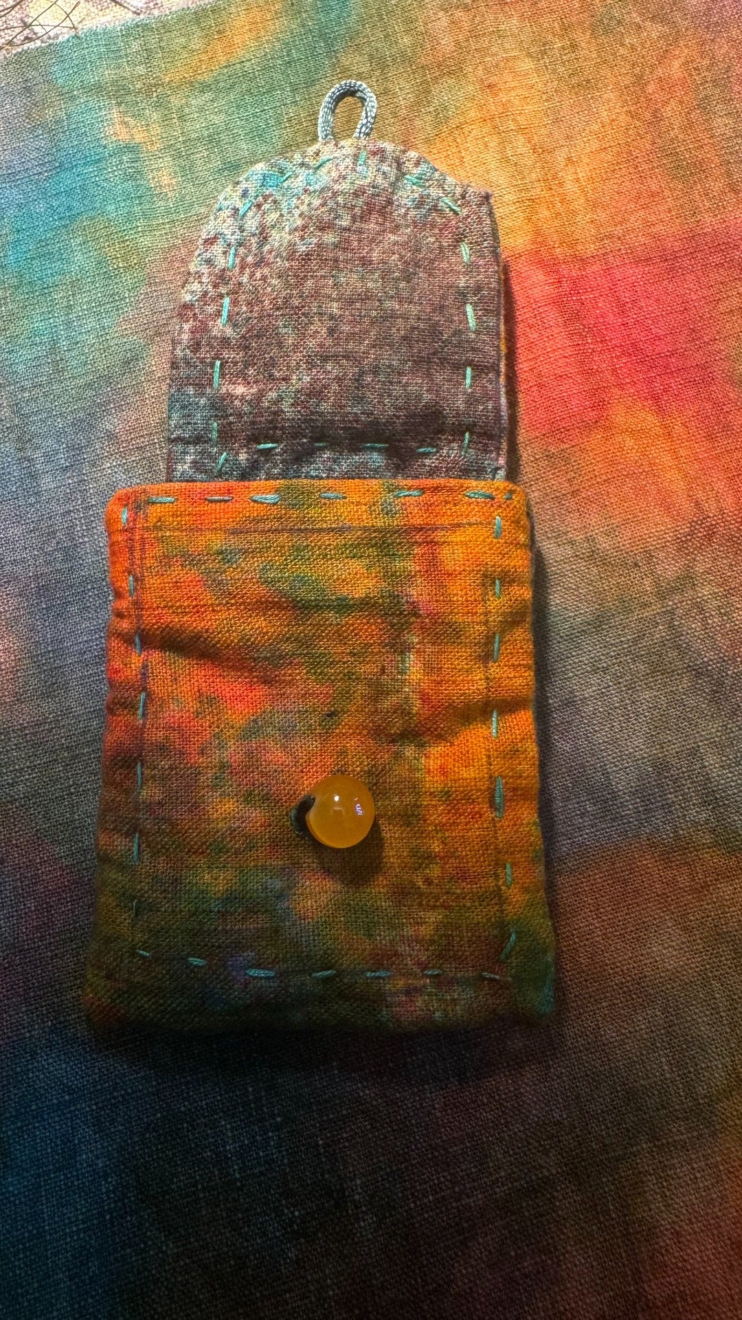 Handwoven Fabric Pouch with Flap Closure
