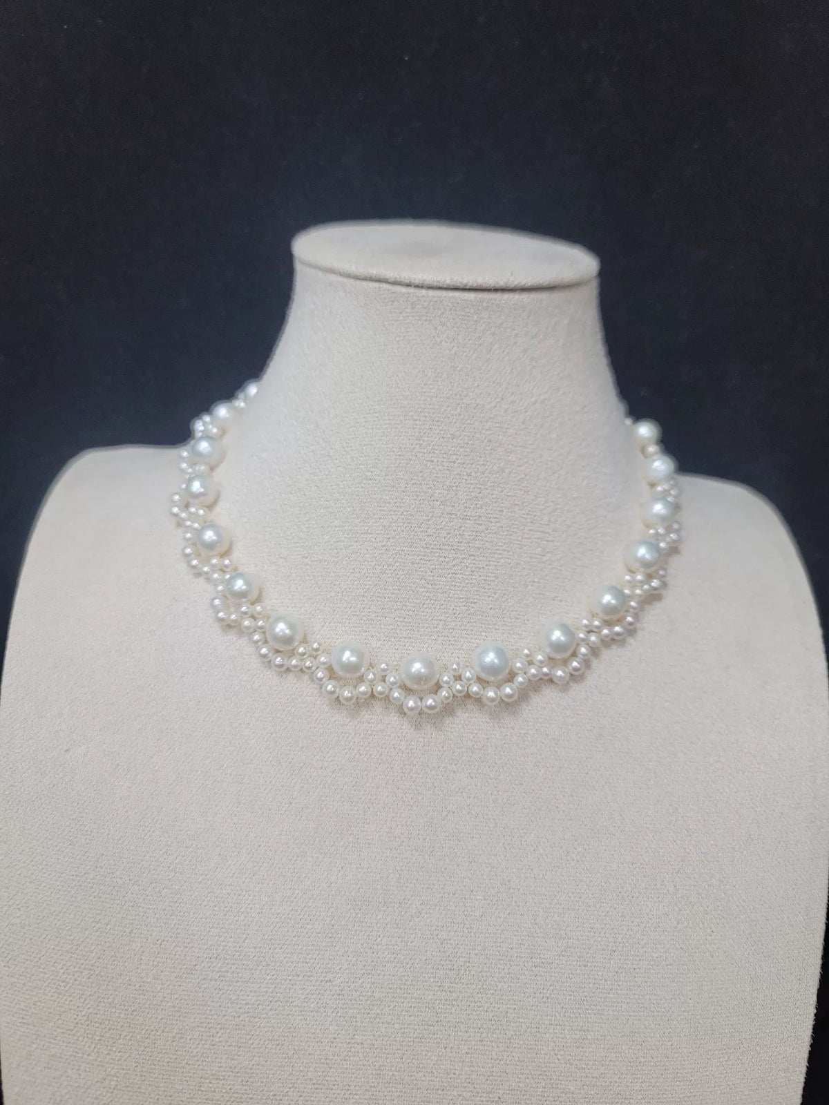 White Freshwater Pearl Woven Necklace