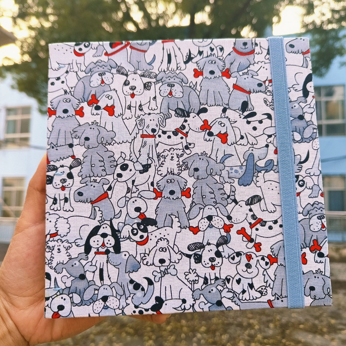 19cm Square Handmade Watercolor Sketchbook with Dog Pattern Cover