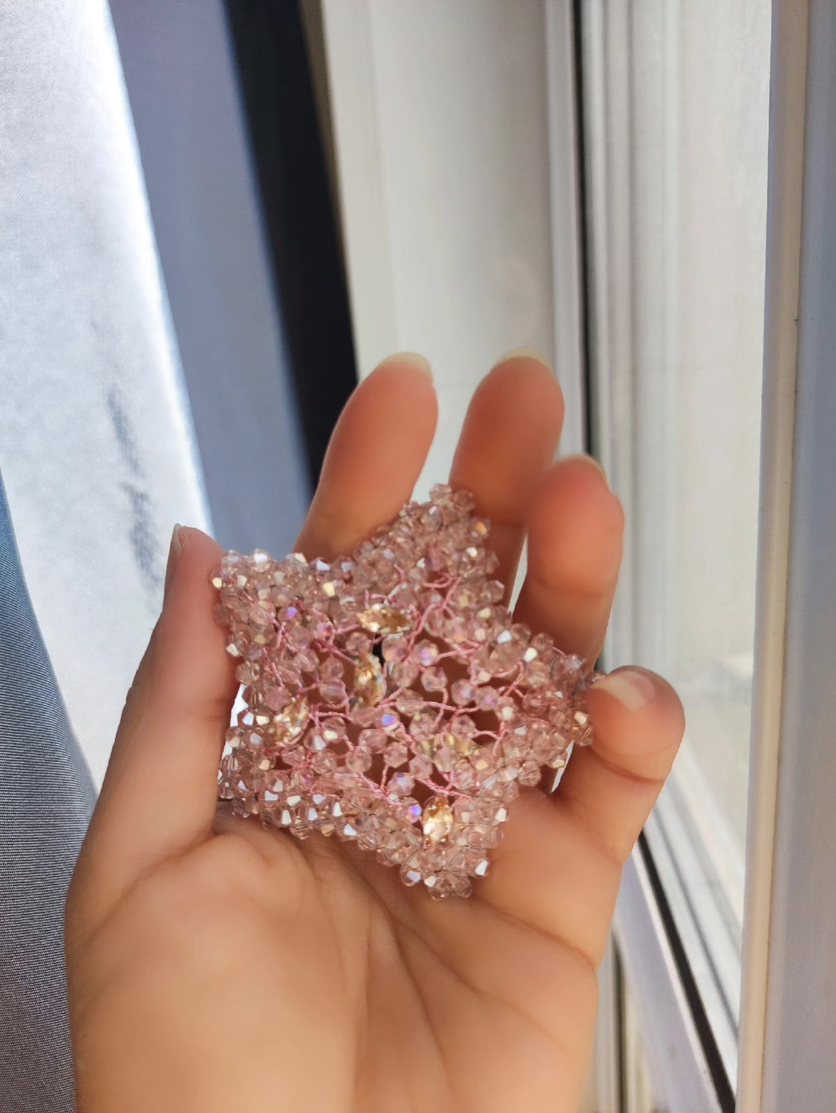 Iridescent Beaded Star Hair Clip