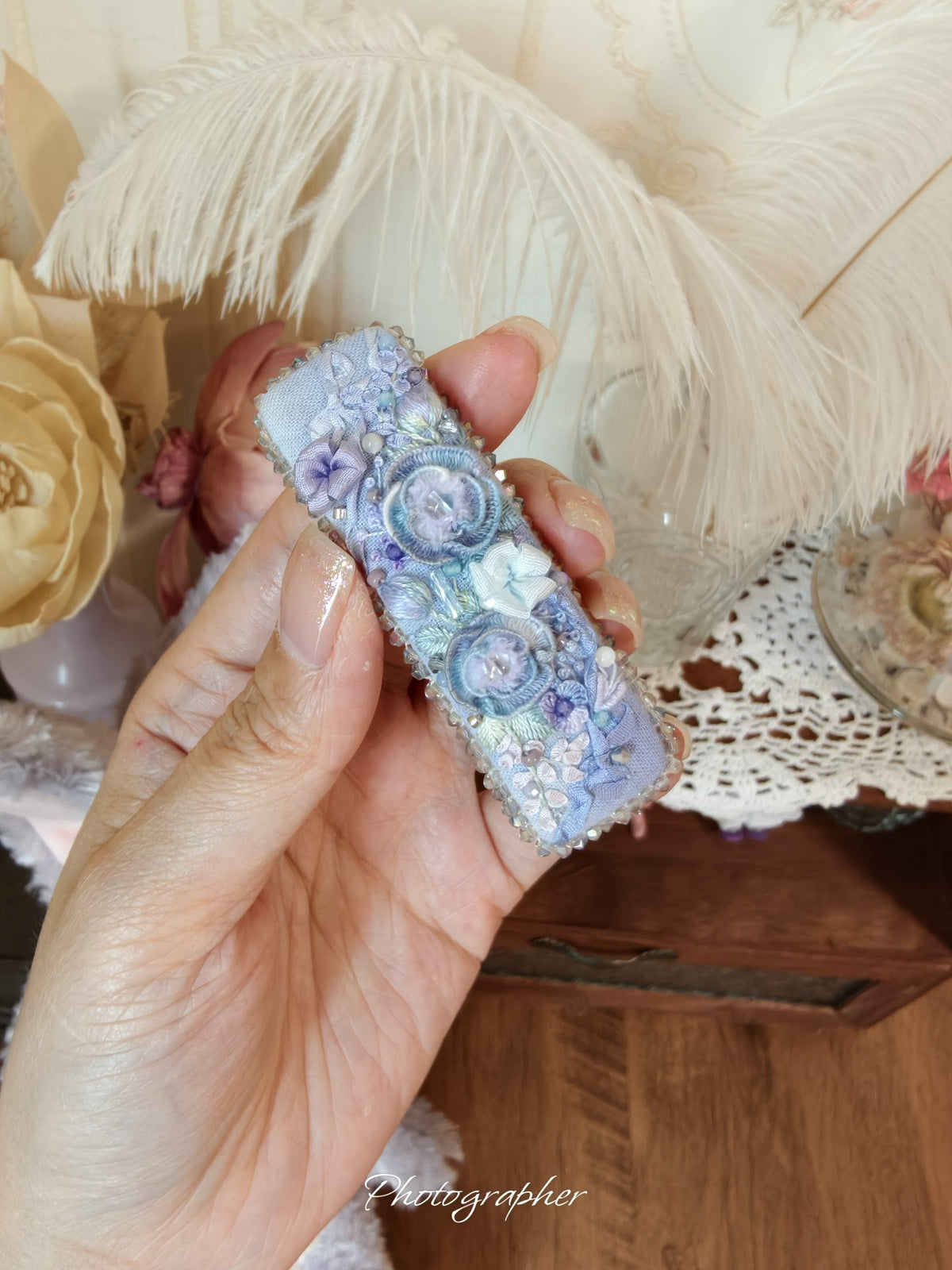 Handmade Gothic Strawberry Embroidery Hair Clips