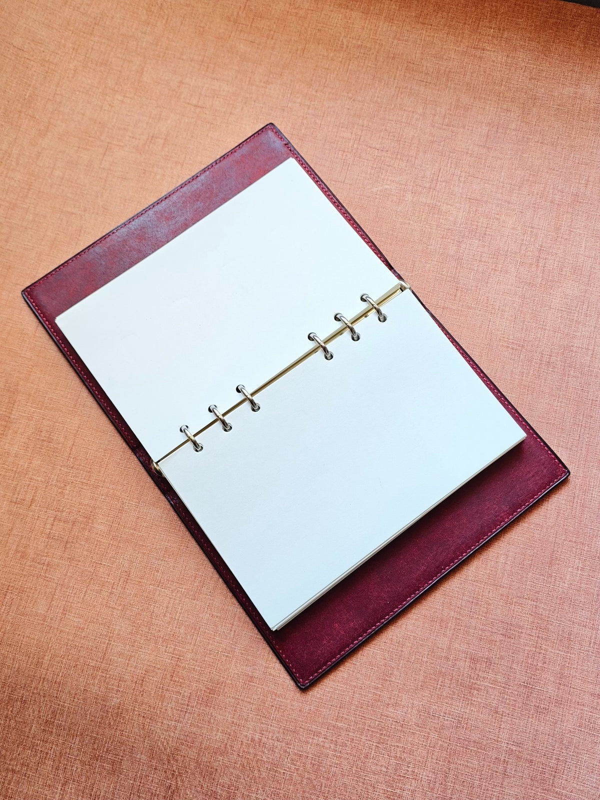 A6 Dark Green Leather Ring Binder Notebook