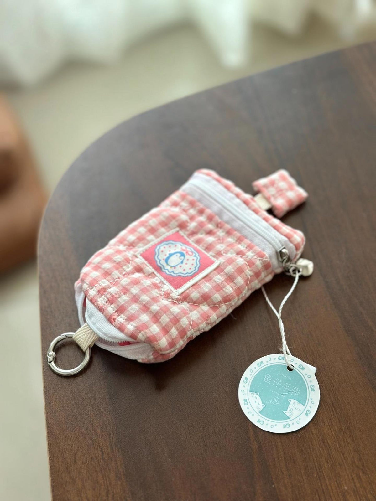 Handmade Quilted Gingham Key Pouch