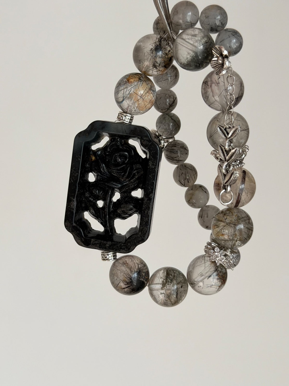 Black Rutilated Quartz Bracelet Set