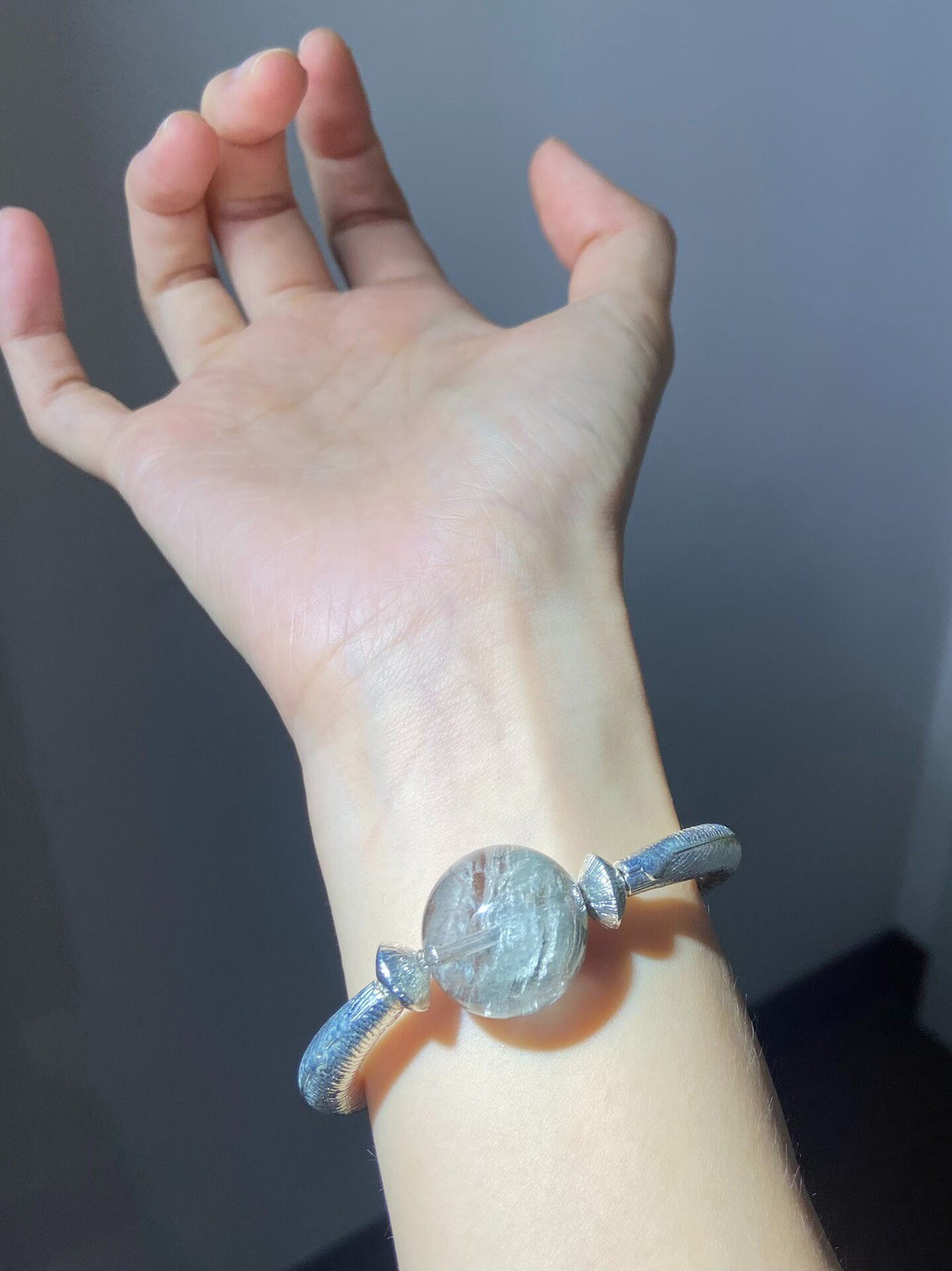 Natural Blue Phantom Quartz Half Bangle Bracelet