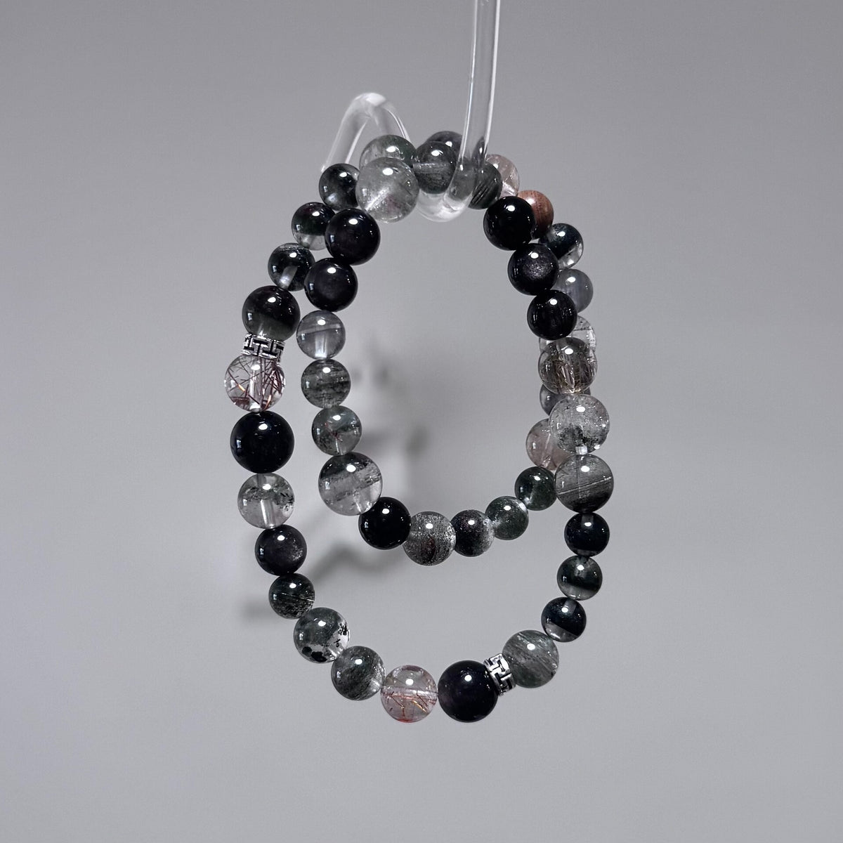 Zweisträngiges Kristallarmband mit 8-mm-Perlen