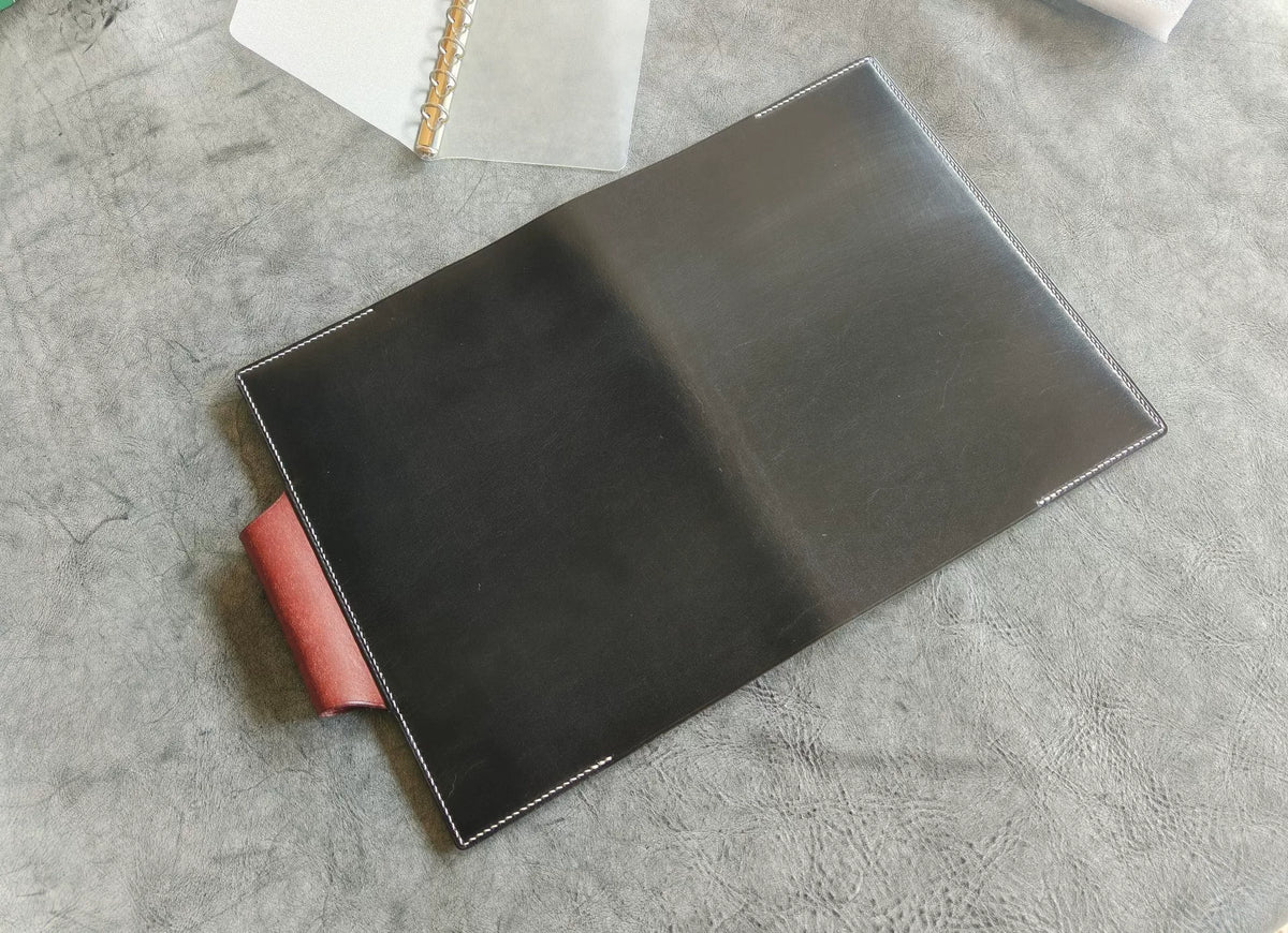 Funda para libreta A5 en cuero Bridle negro