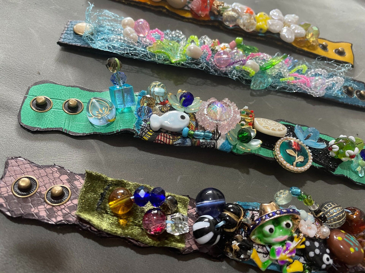 Custom Heavy-Duty Leather Bracelet with Charms
