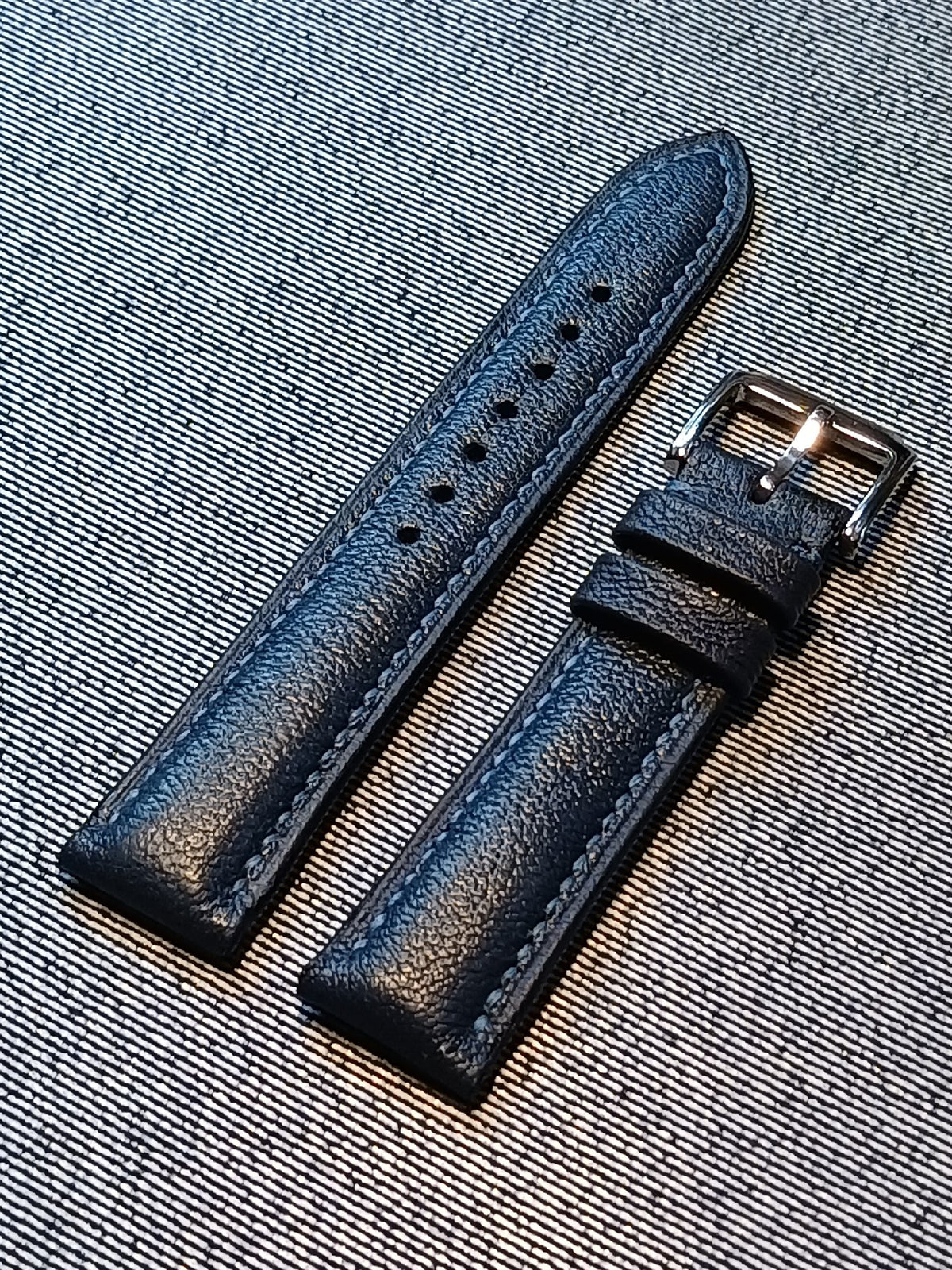 Handcrafted Dark Blue Sheepskin Watch Strap
