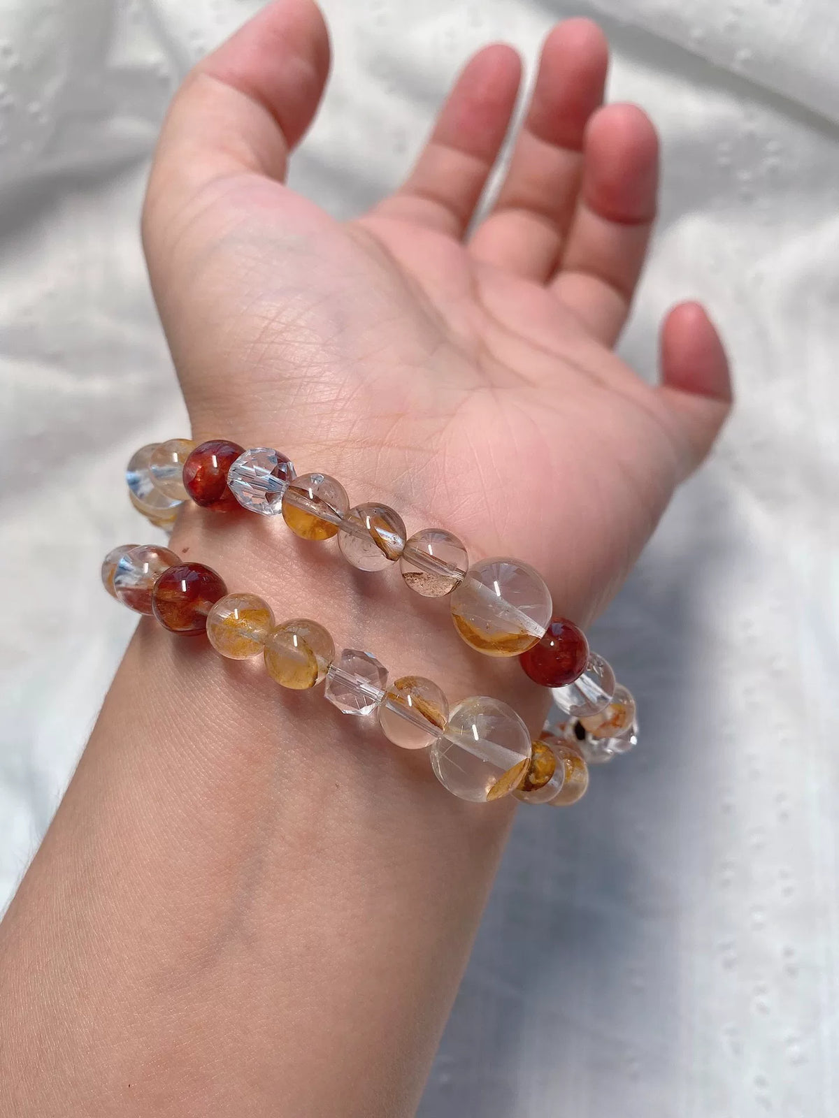 Armband med klarkvarts i dubbel rad