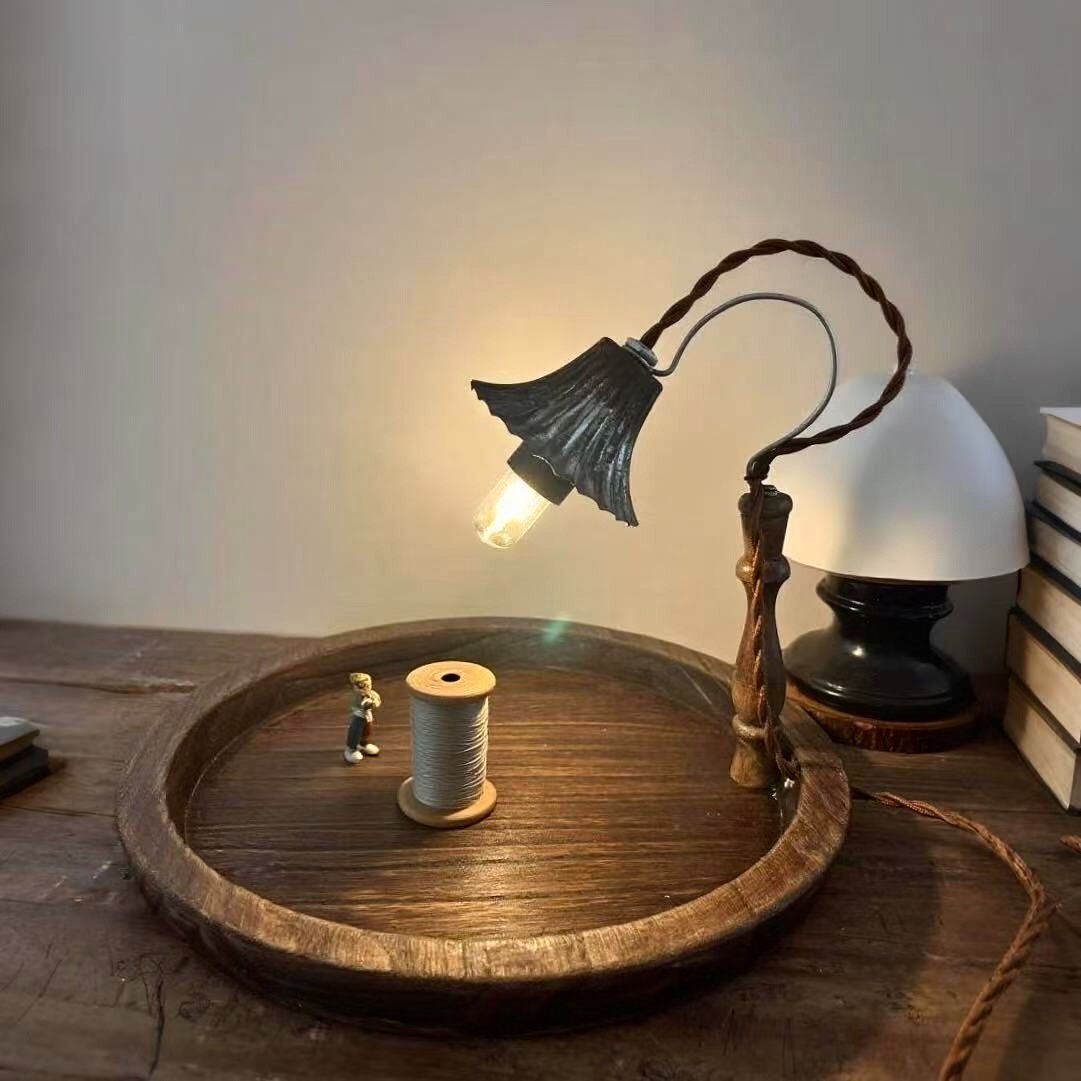 Handmade Shell Table Lamp Wooden Tray Base