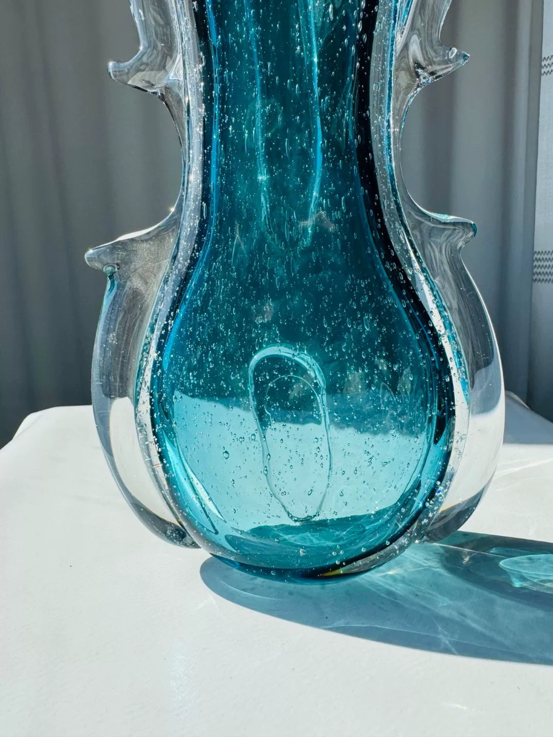 Teal Blue Glass Instrument Sculpture
