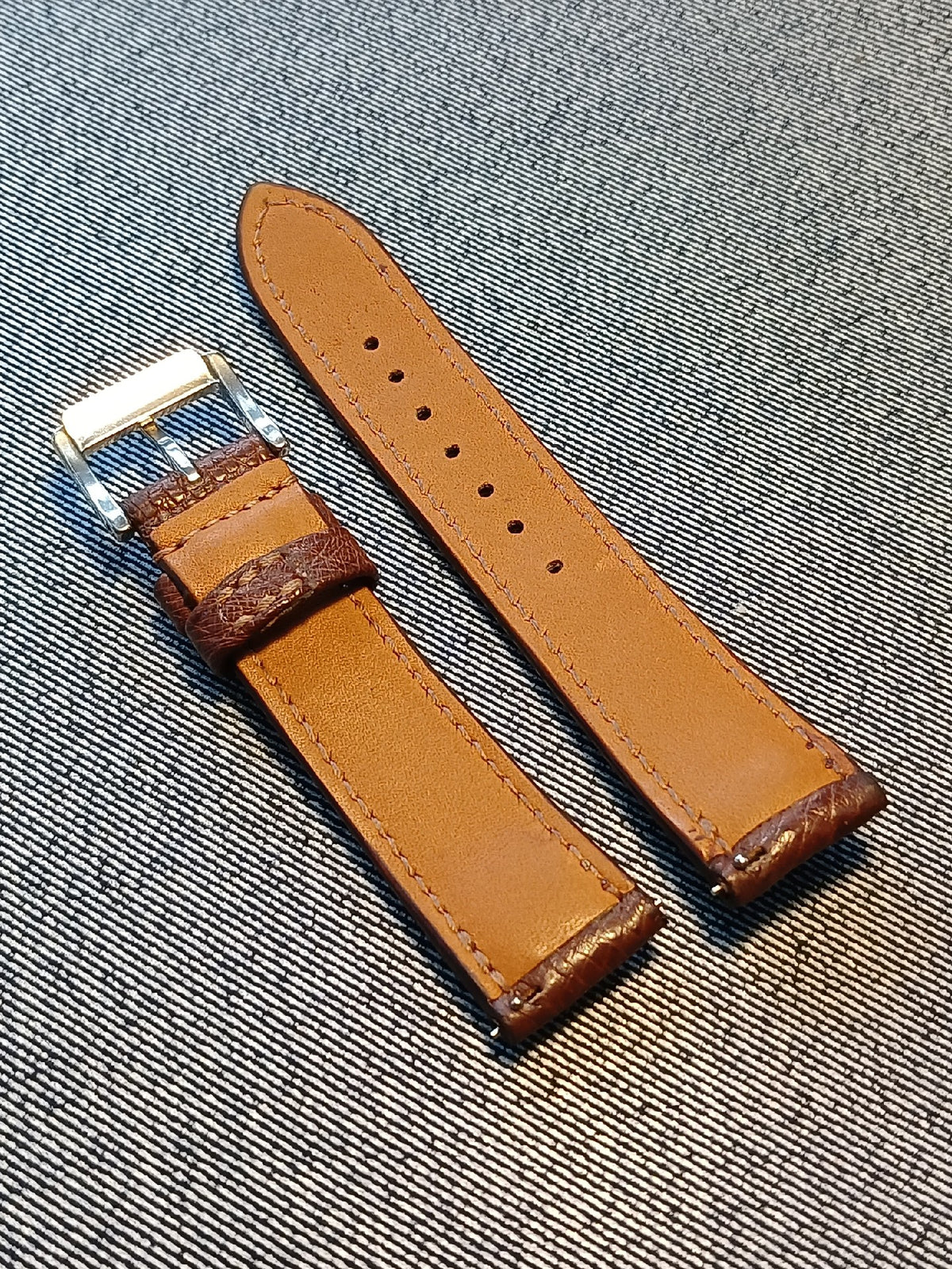 Brown Ostrich Leather Watch Strap 20mm