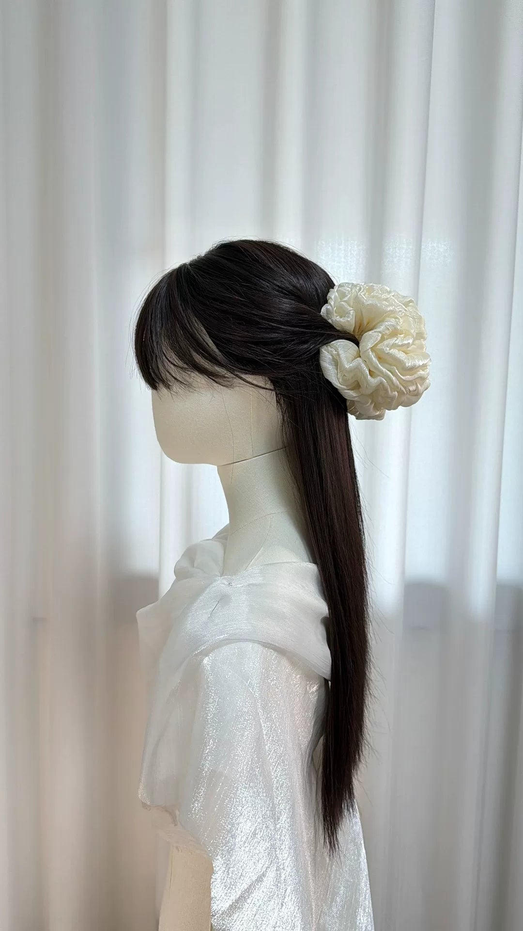 Creme Glasorganza Dreilagiges Scrunchie