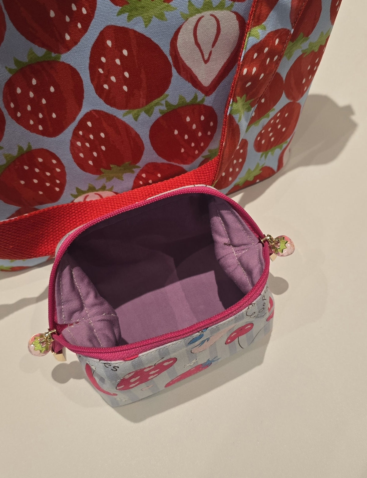 Strawberry Tote Bag with Coin Pouch