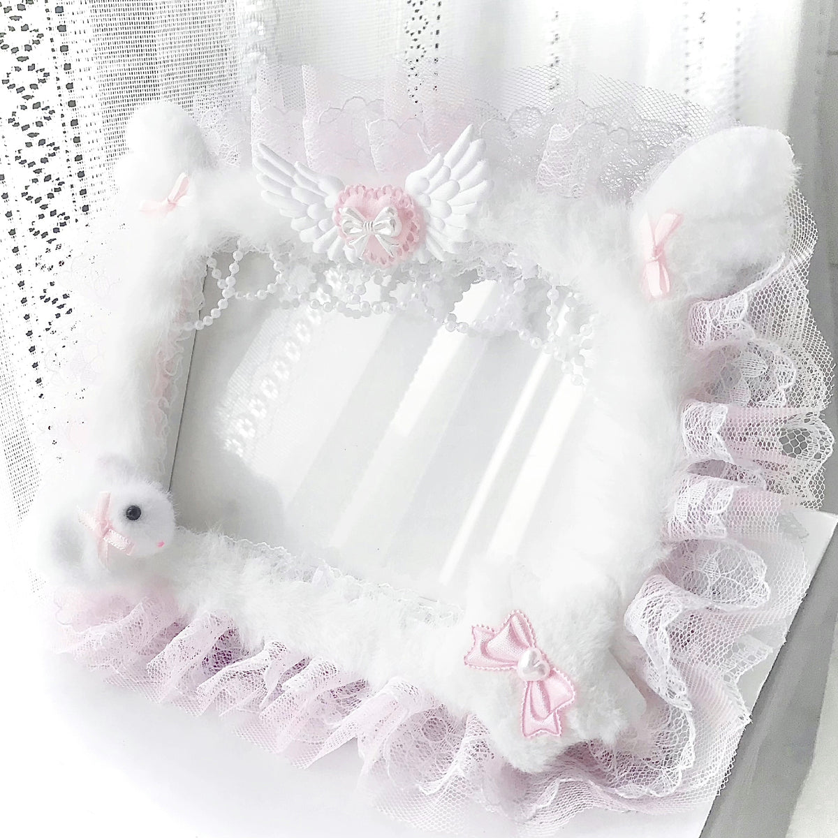 Lace Rabbit Plush Photo Frame