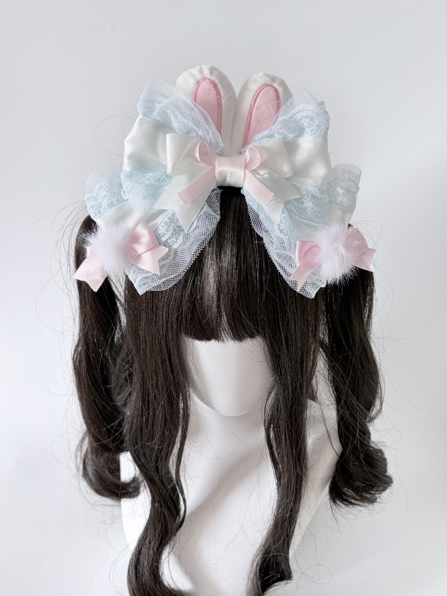 Lolita Rabbit Ear Headband with Strawberry Side Clip