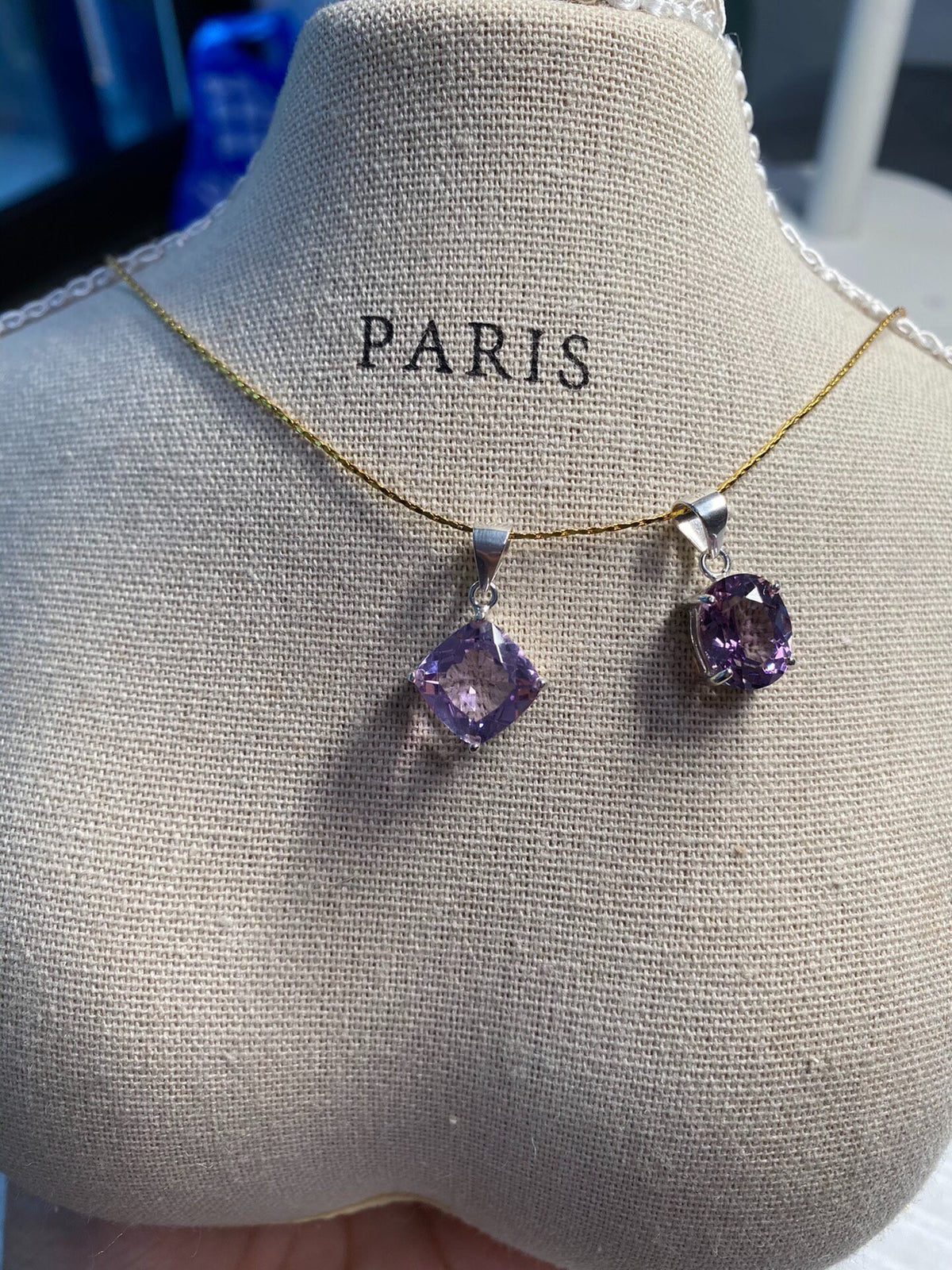 S925 Silver Amethyst Pendant Necklace Set