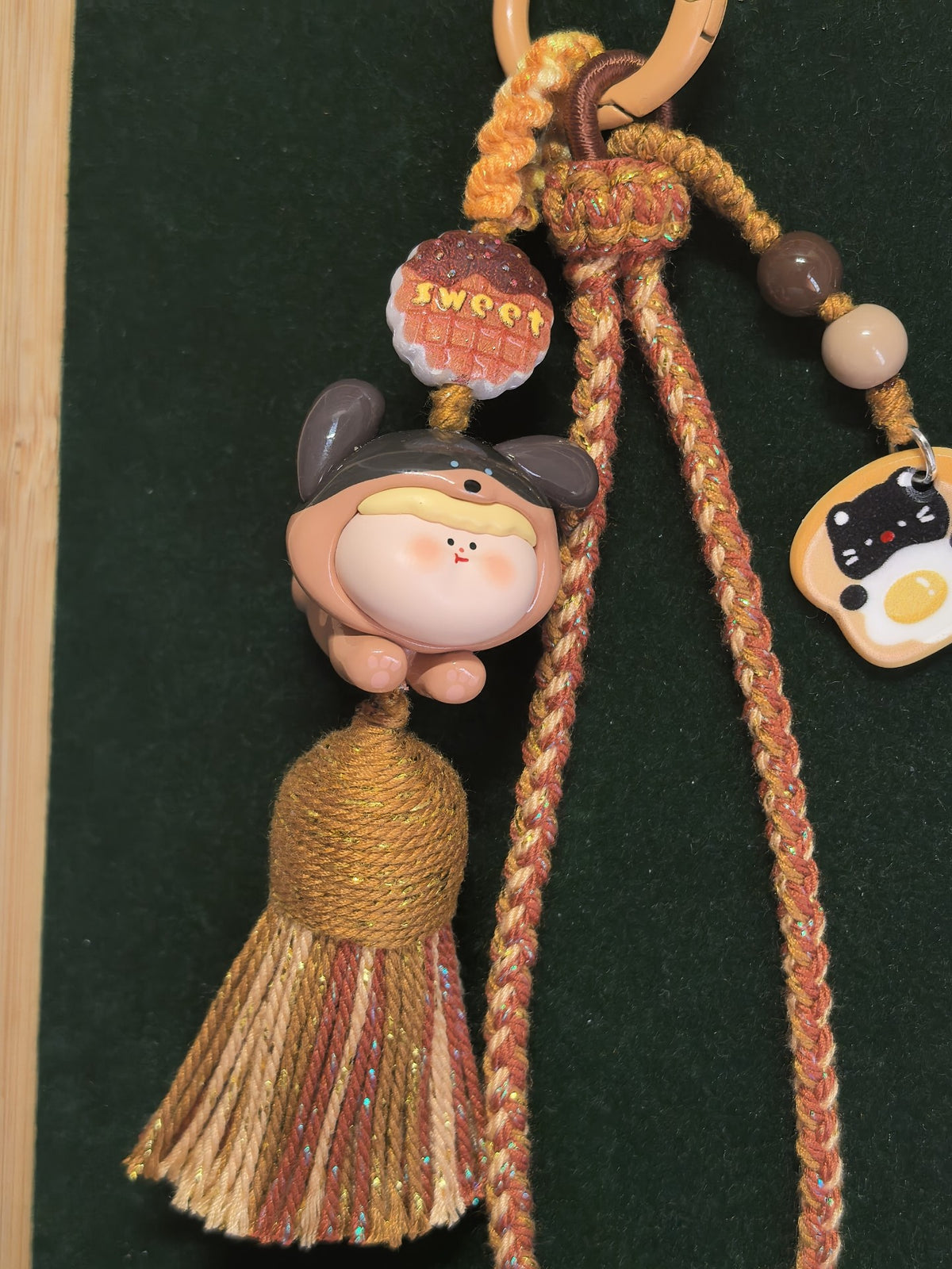 Braided Phone Charm with Amaryllis Dog Figure