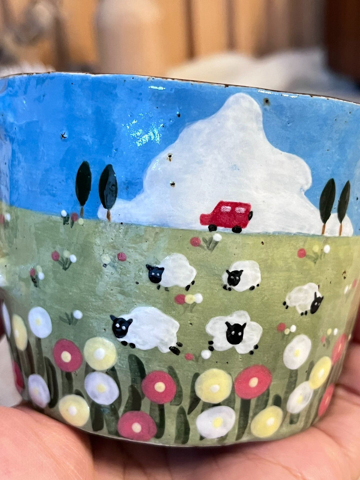Handcrafted Ceramic Mug Pastoral Design