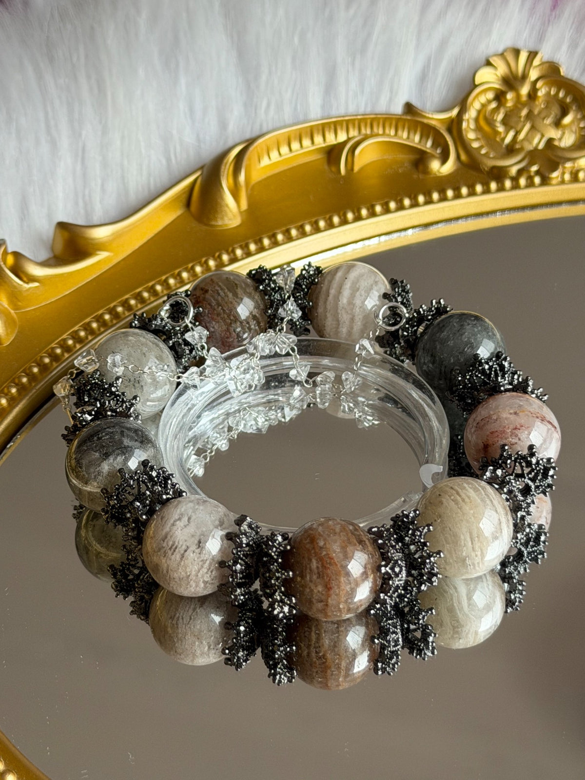 Pulsera de cuentas de cristal natural de 17mm